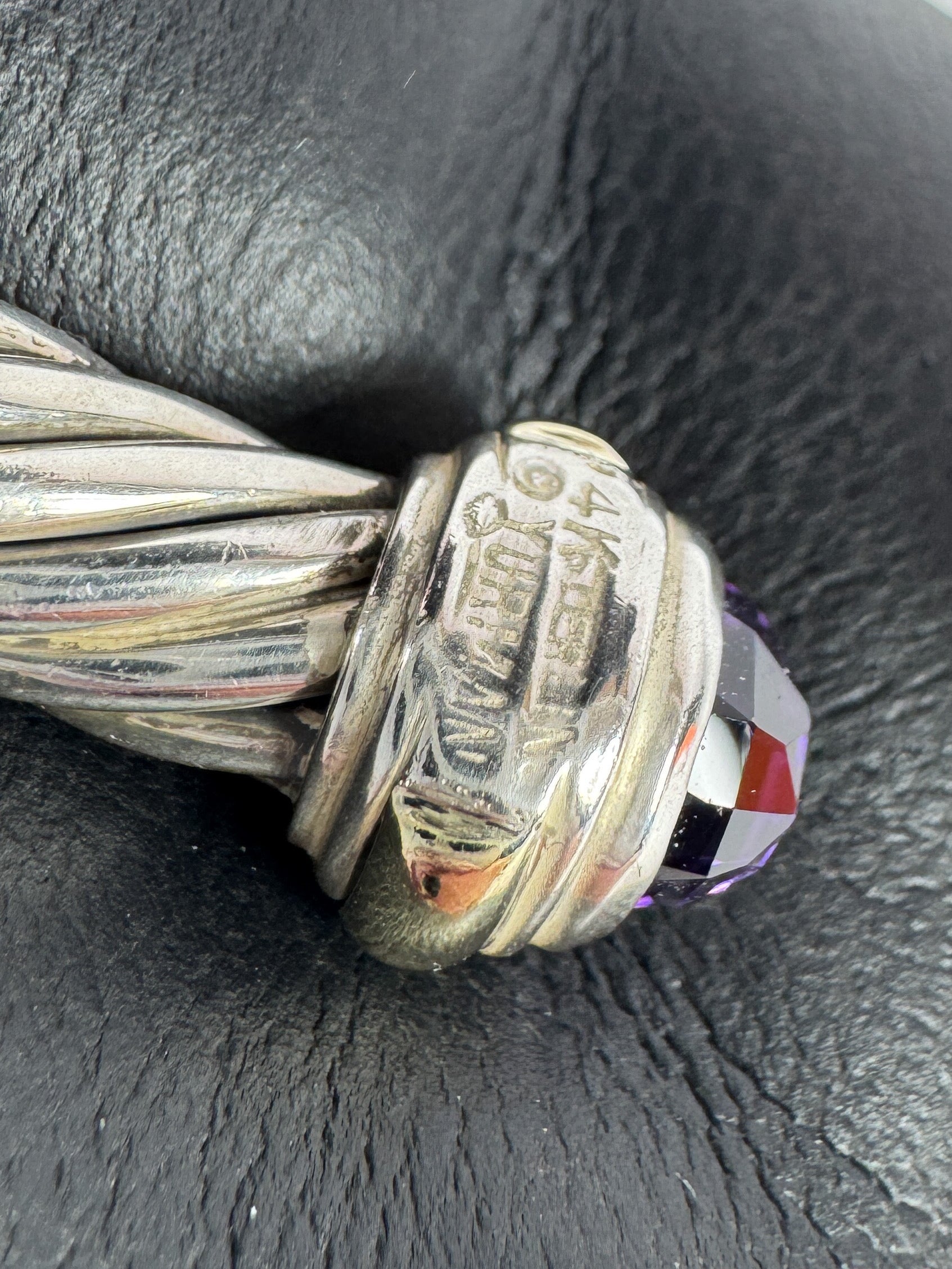 David Yurman sterling silver, 14K gold, amethyst 7MM cable classic bracelet