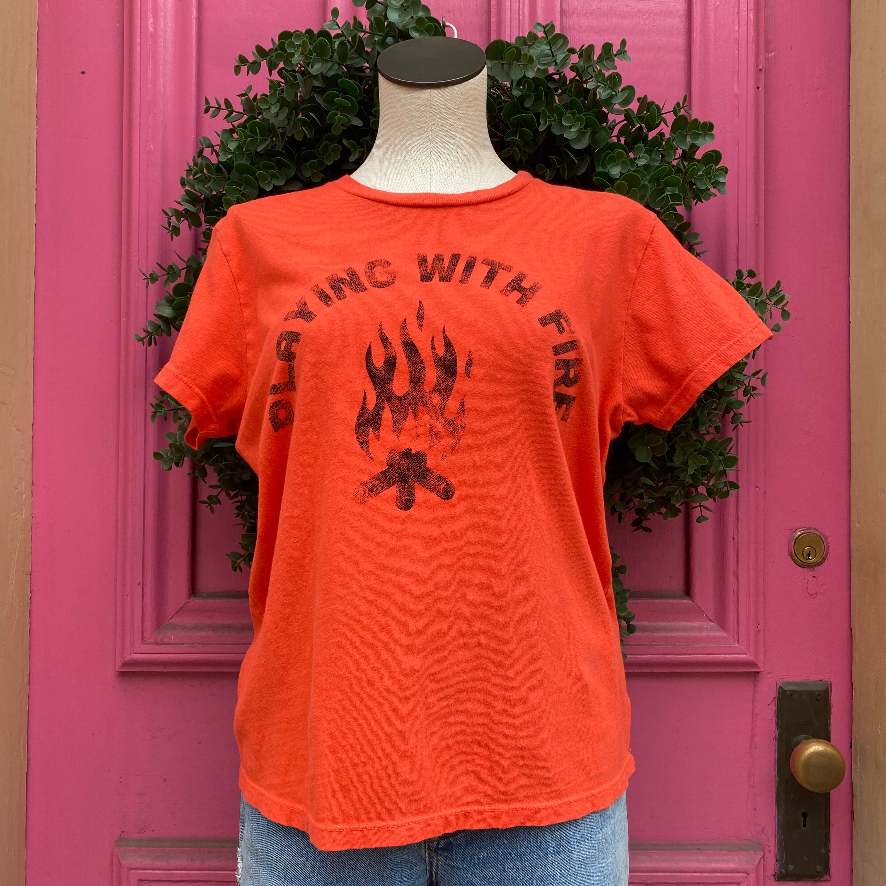 MOTHER red playing with fire graphic tee size L