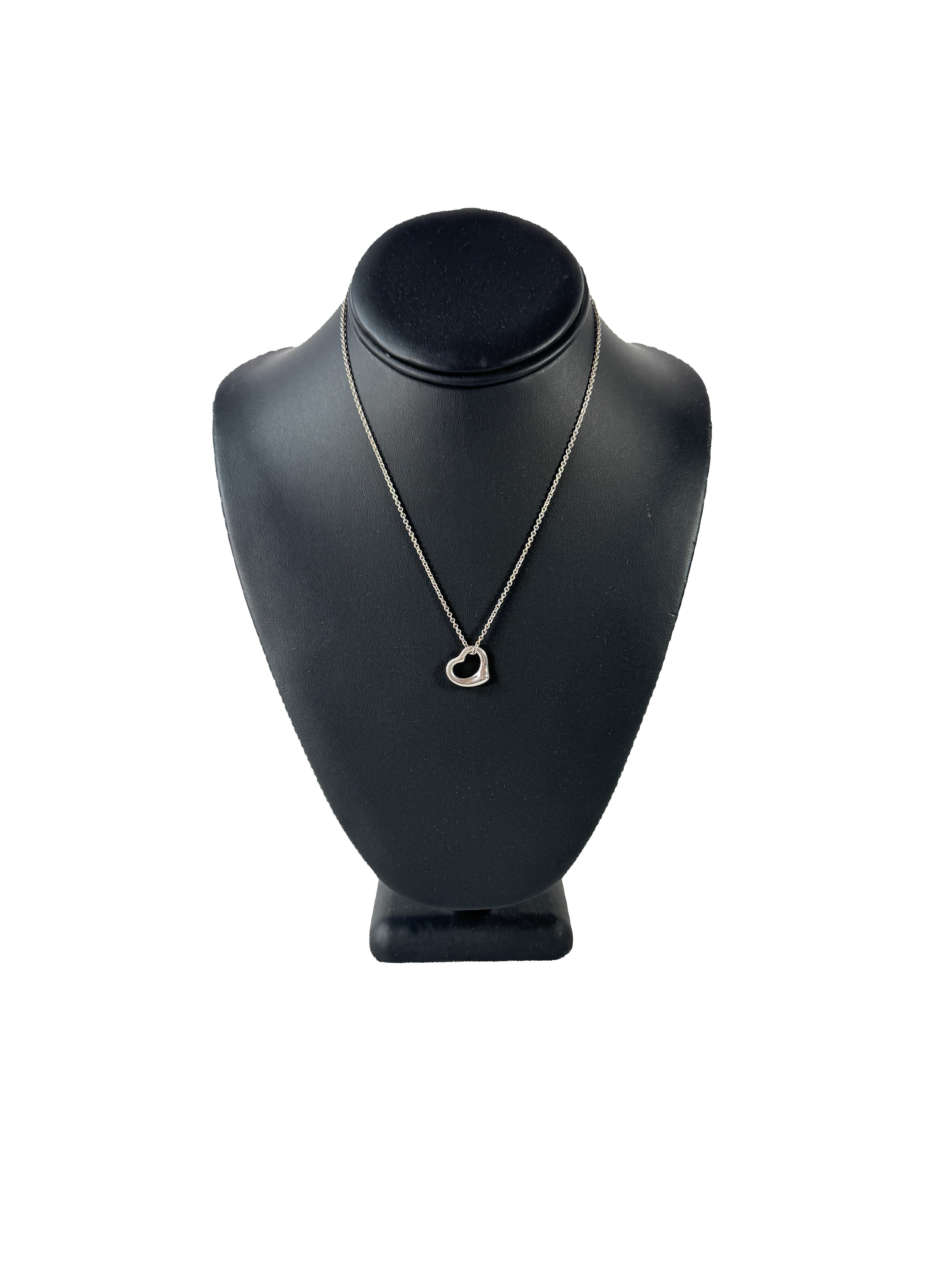 Tiffany & Co Elsa Peretti sterling silver open heart necklace