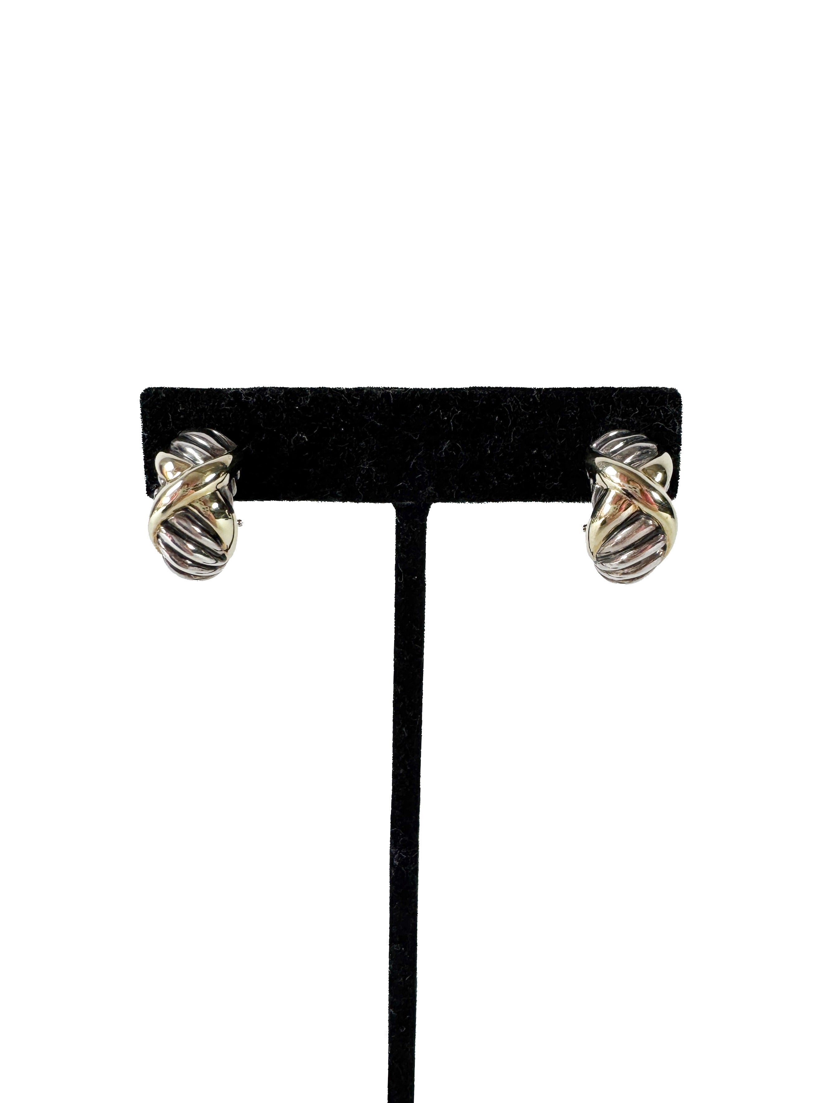 David Yurman X Motif Cable Earrings in sterling silver and 14k yellow gold
