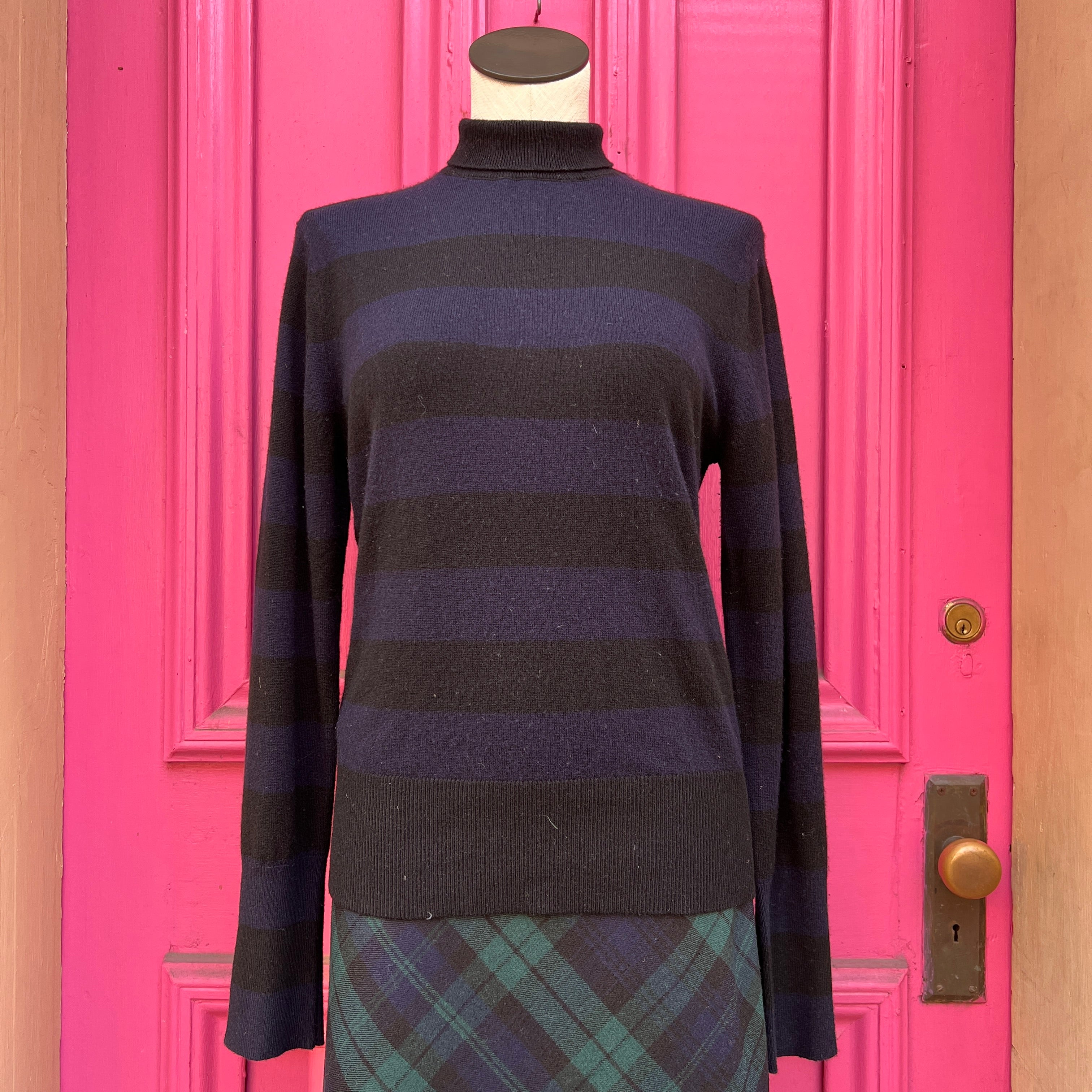 Rag & Bone Jean blue navy striped wool & cashmere sweater size L