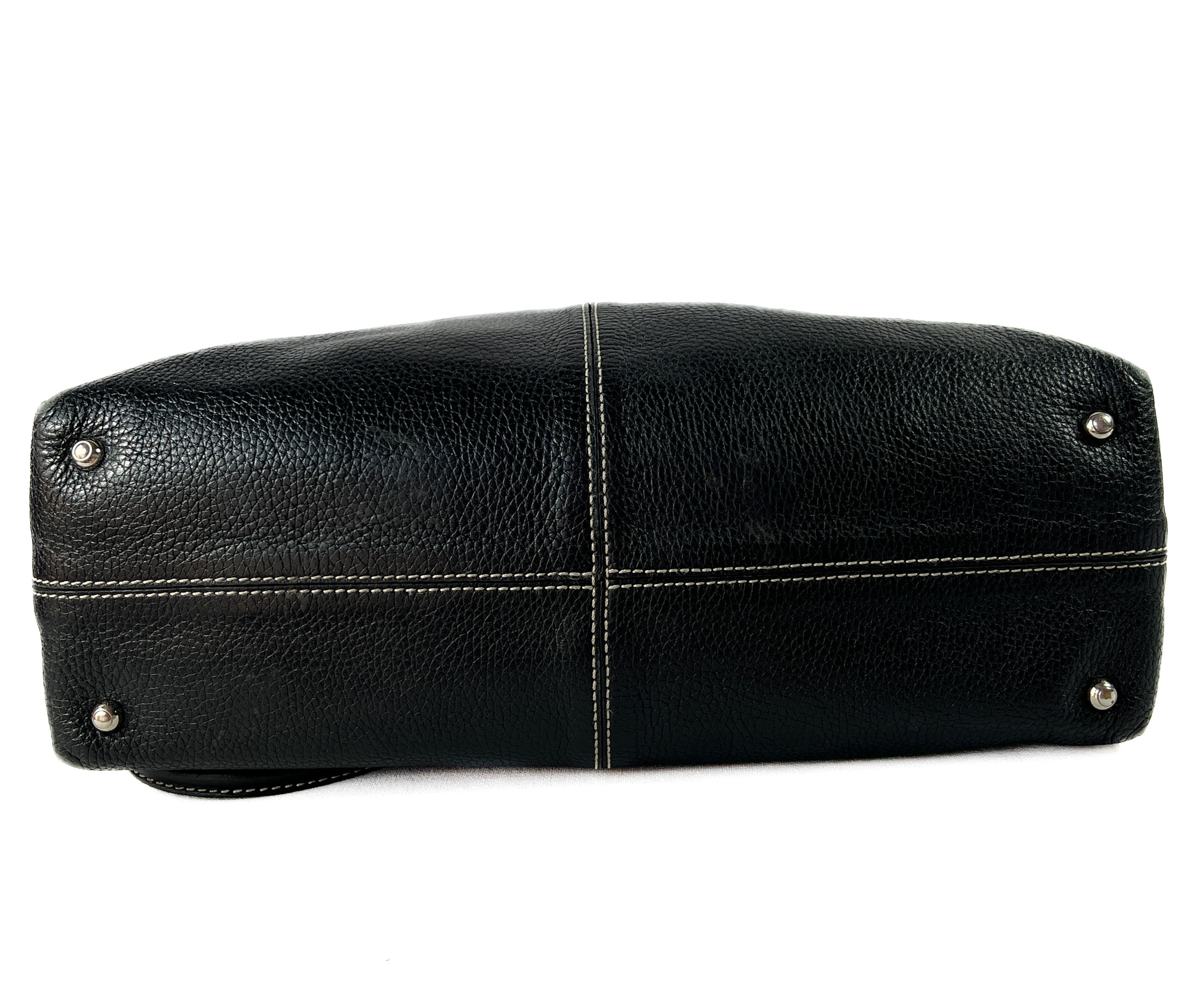 Tods black leather D Bag media tote