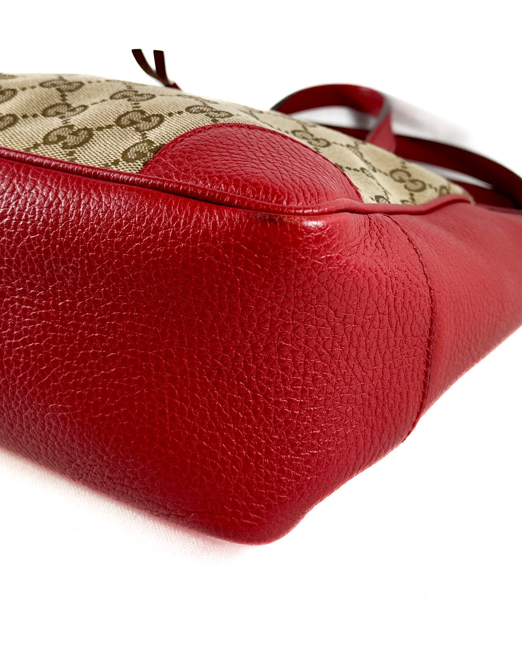 Gucci red brown signature small Bree tote 204046