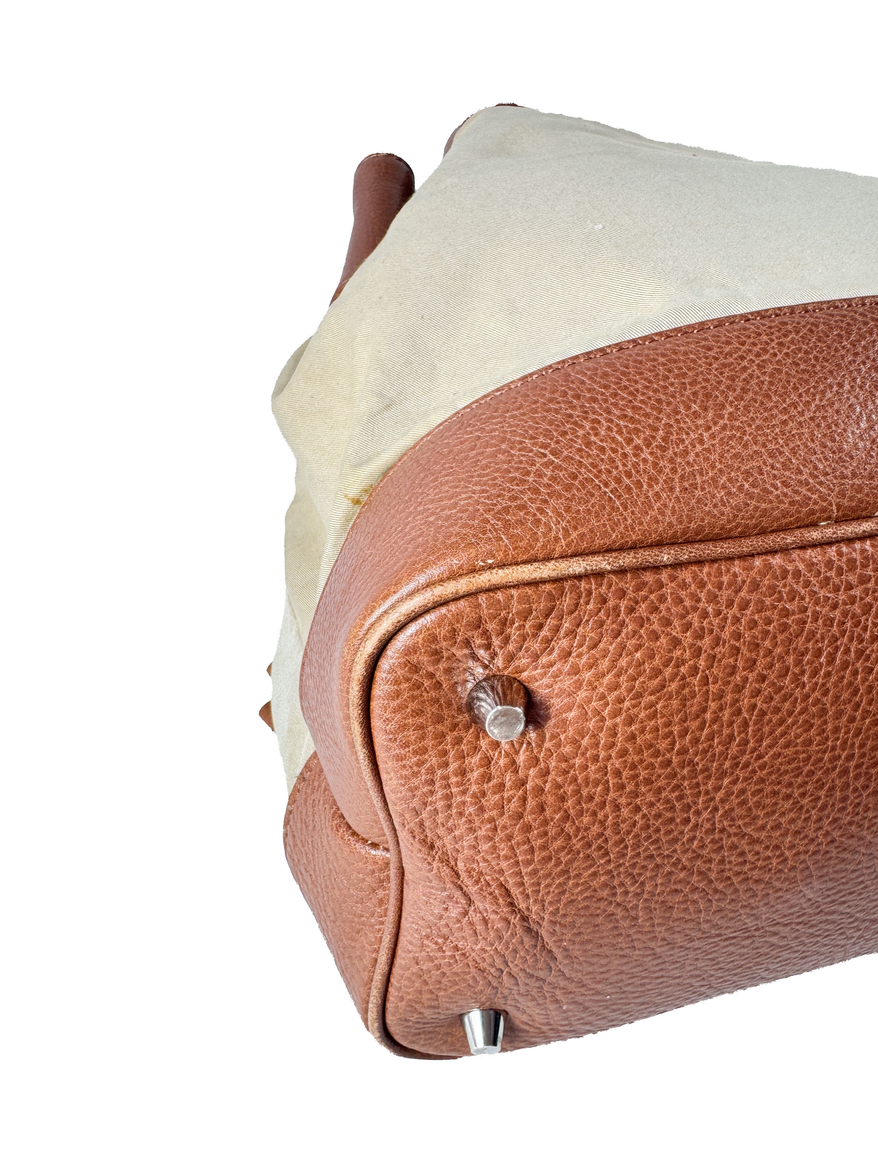 Burberry cream/brown logo canvas bucket bag