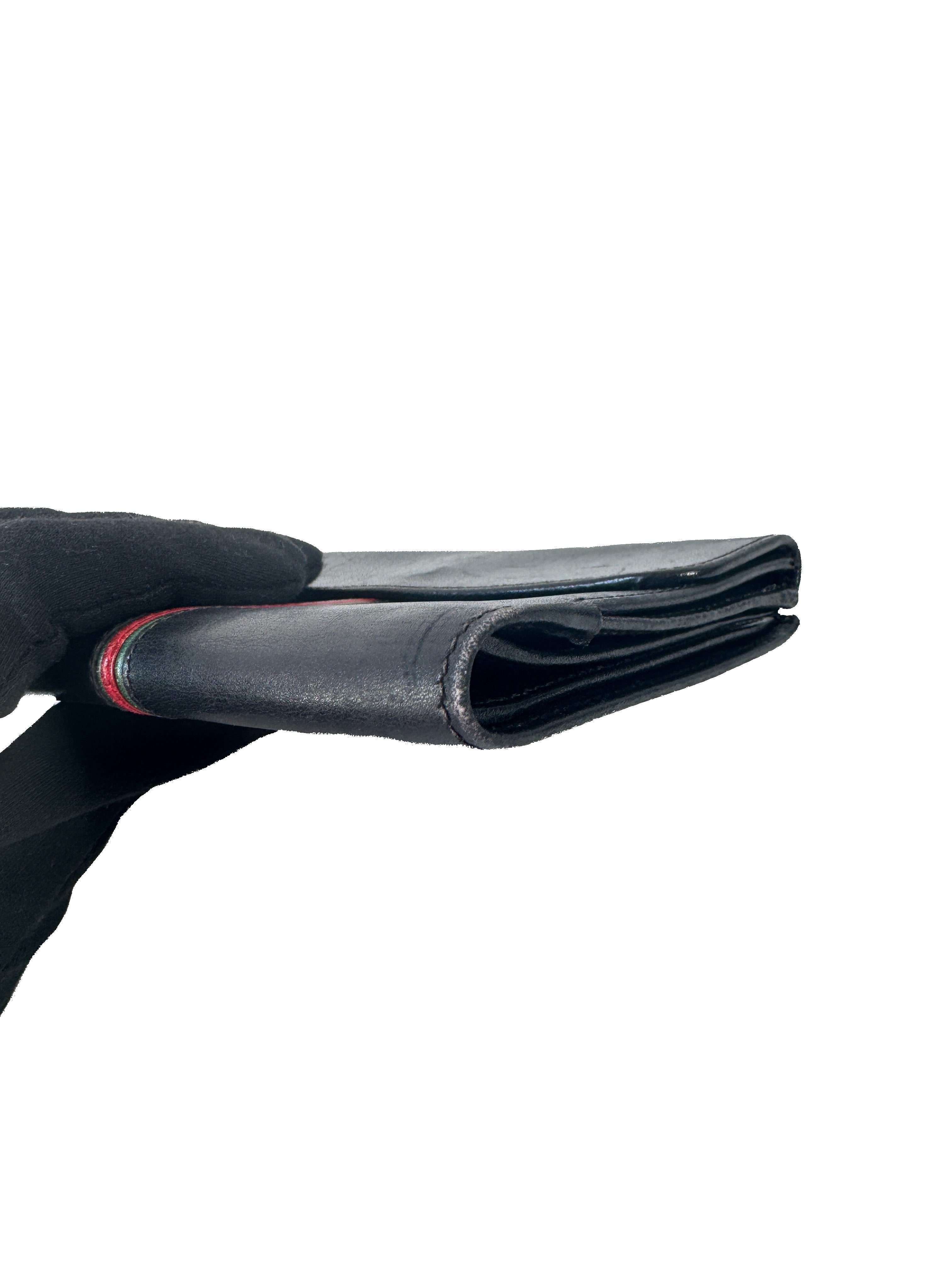 Gucci black sherry line vintage leather wallet 035-904-0161