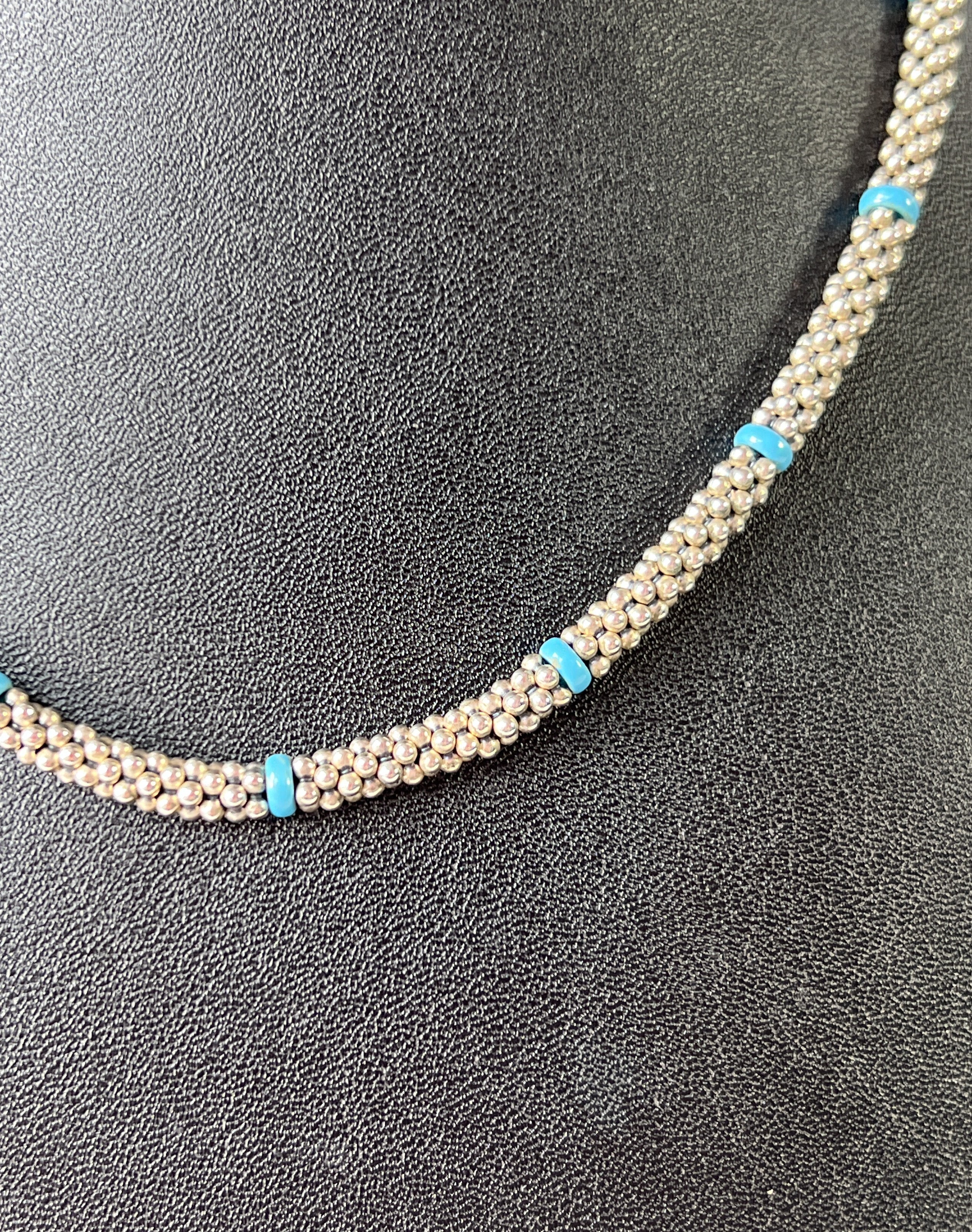 Lagos Ceramic Single Bead Station Caviar Necklace