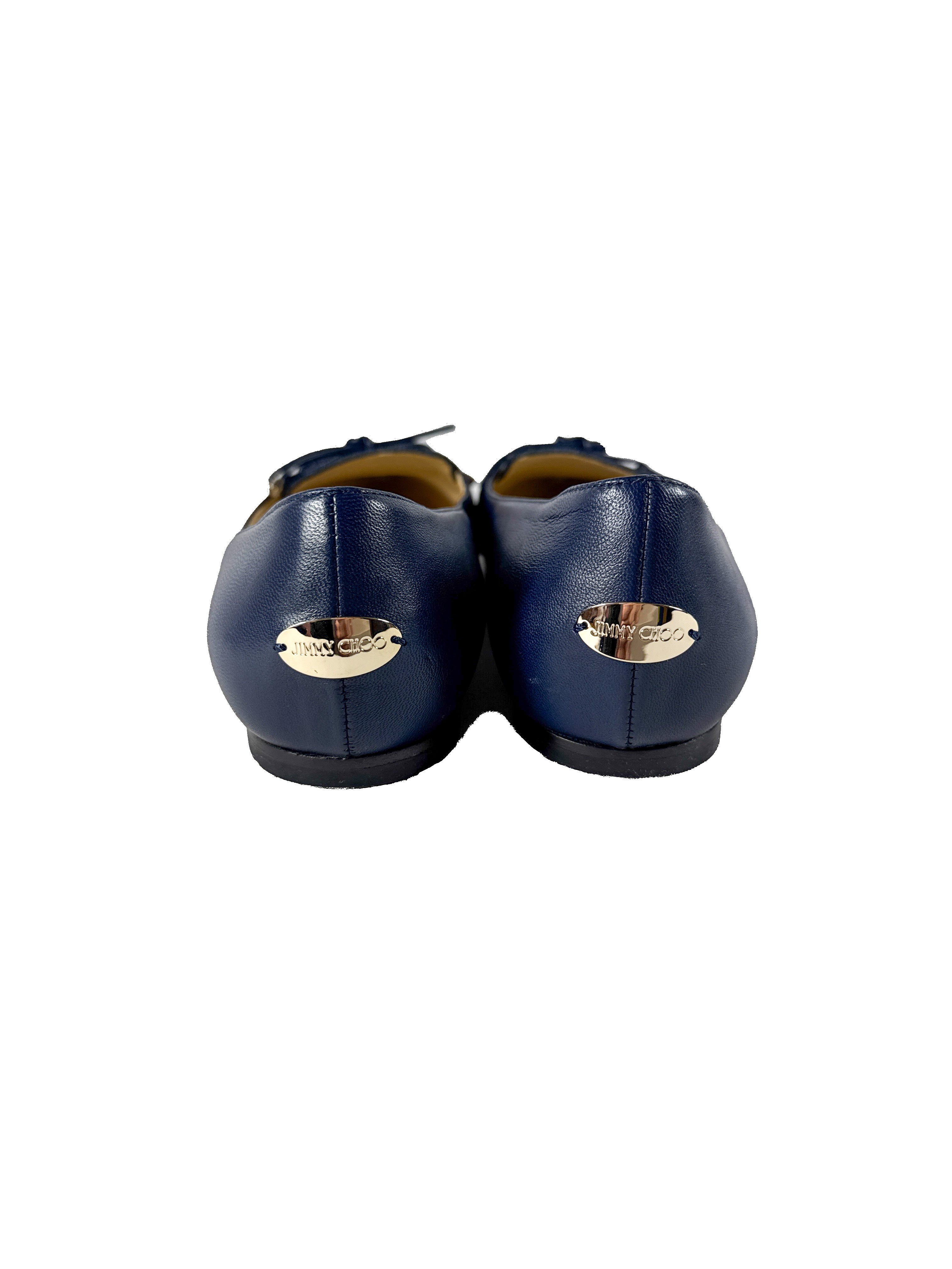 Jimmy Choo navy Genna flats size 38 BOX