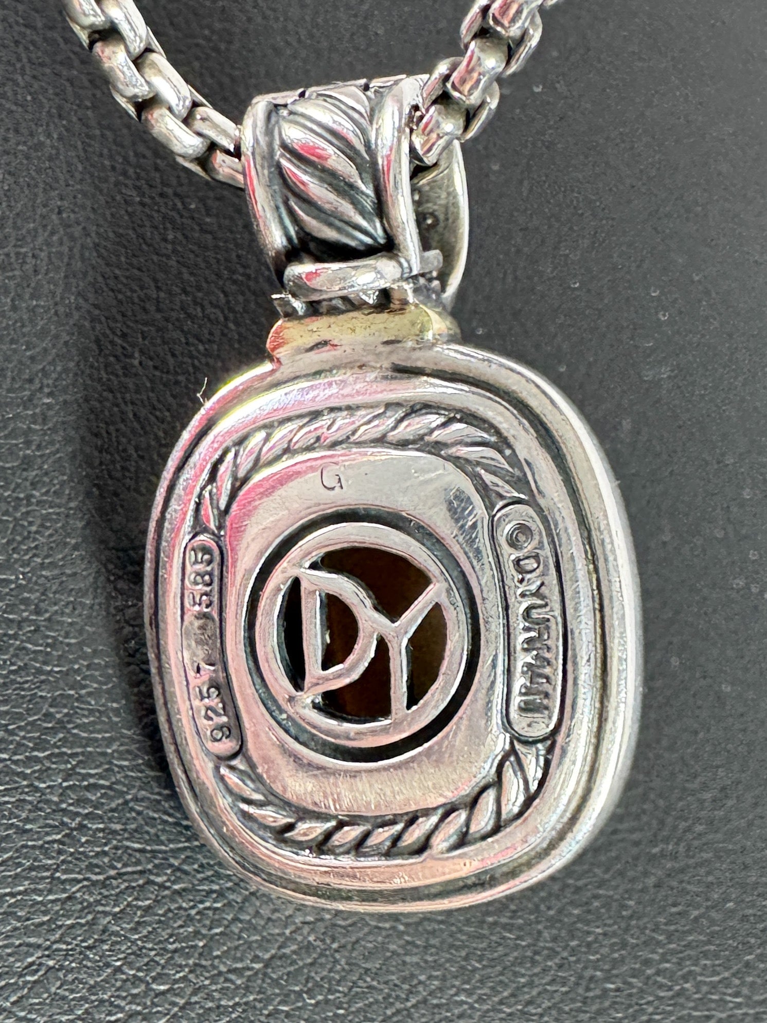 David Yurman sterling silver, 14k gold, pearl albion pendant necklace