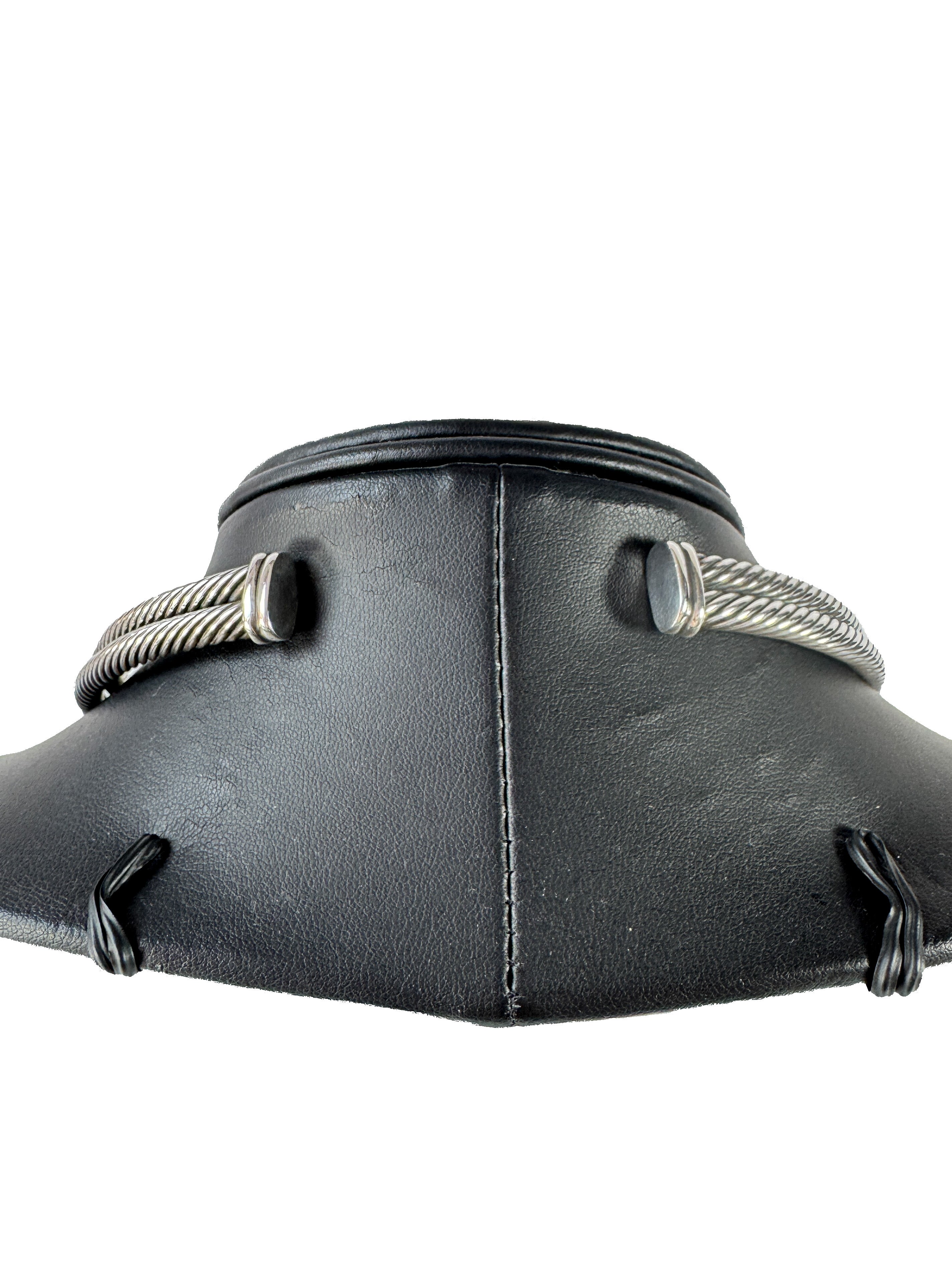 David Yurman sterling silver double cable X collar necklace