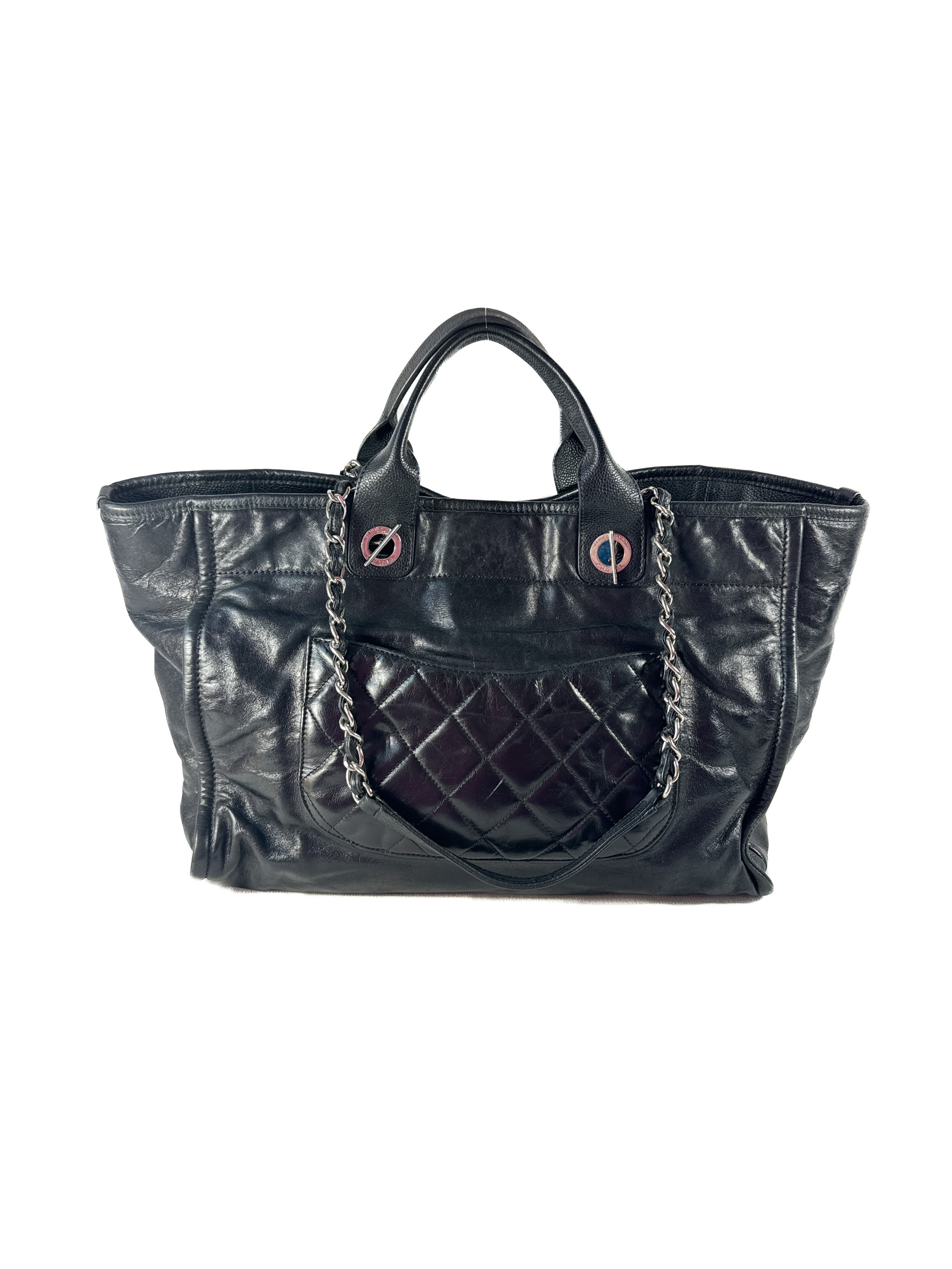 Chanel black leather glazed Deauville 22312901