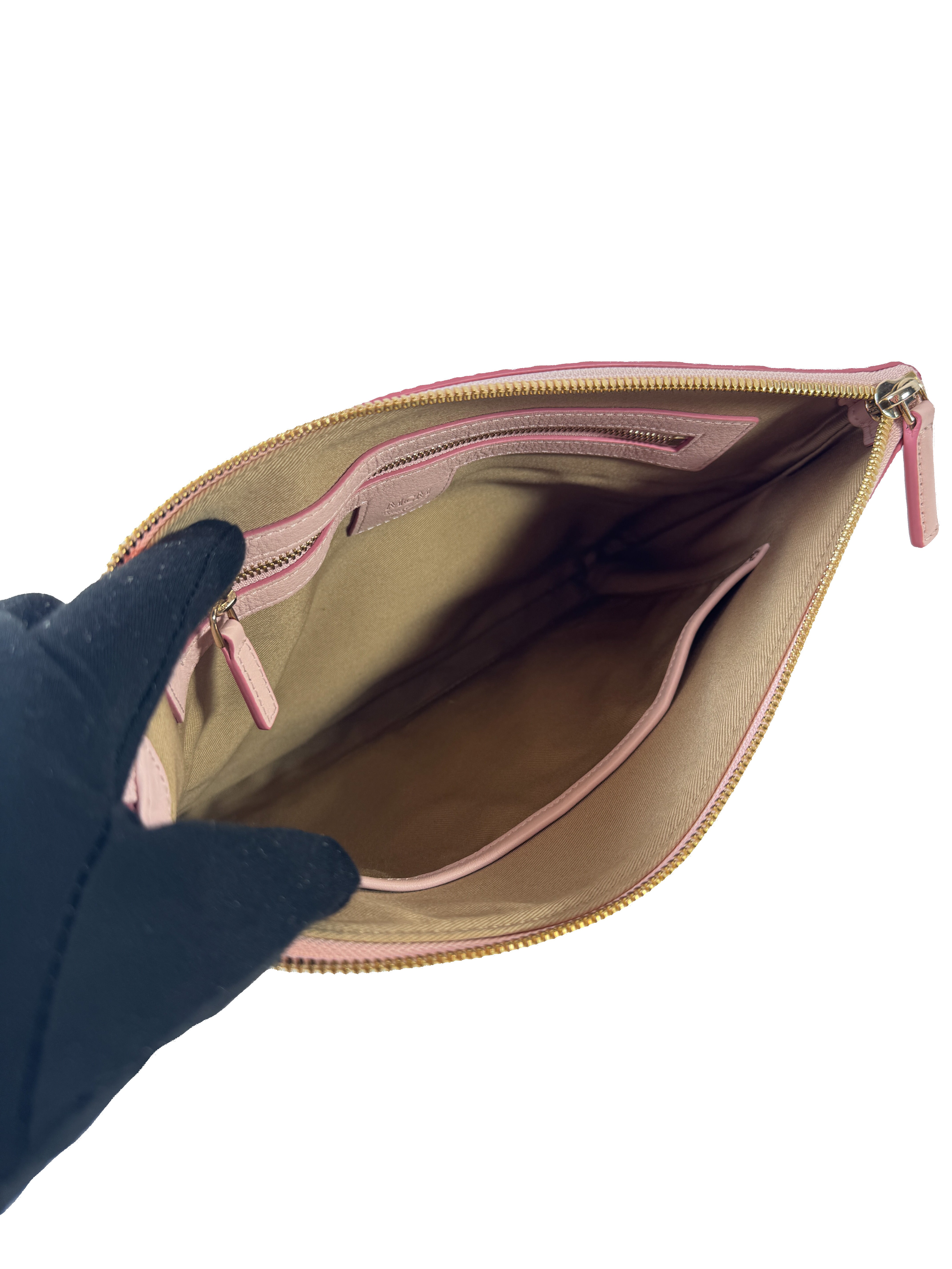 MCM pink medium logo crossbody pouch bag retail $490