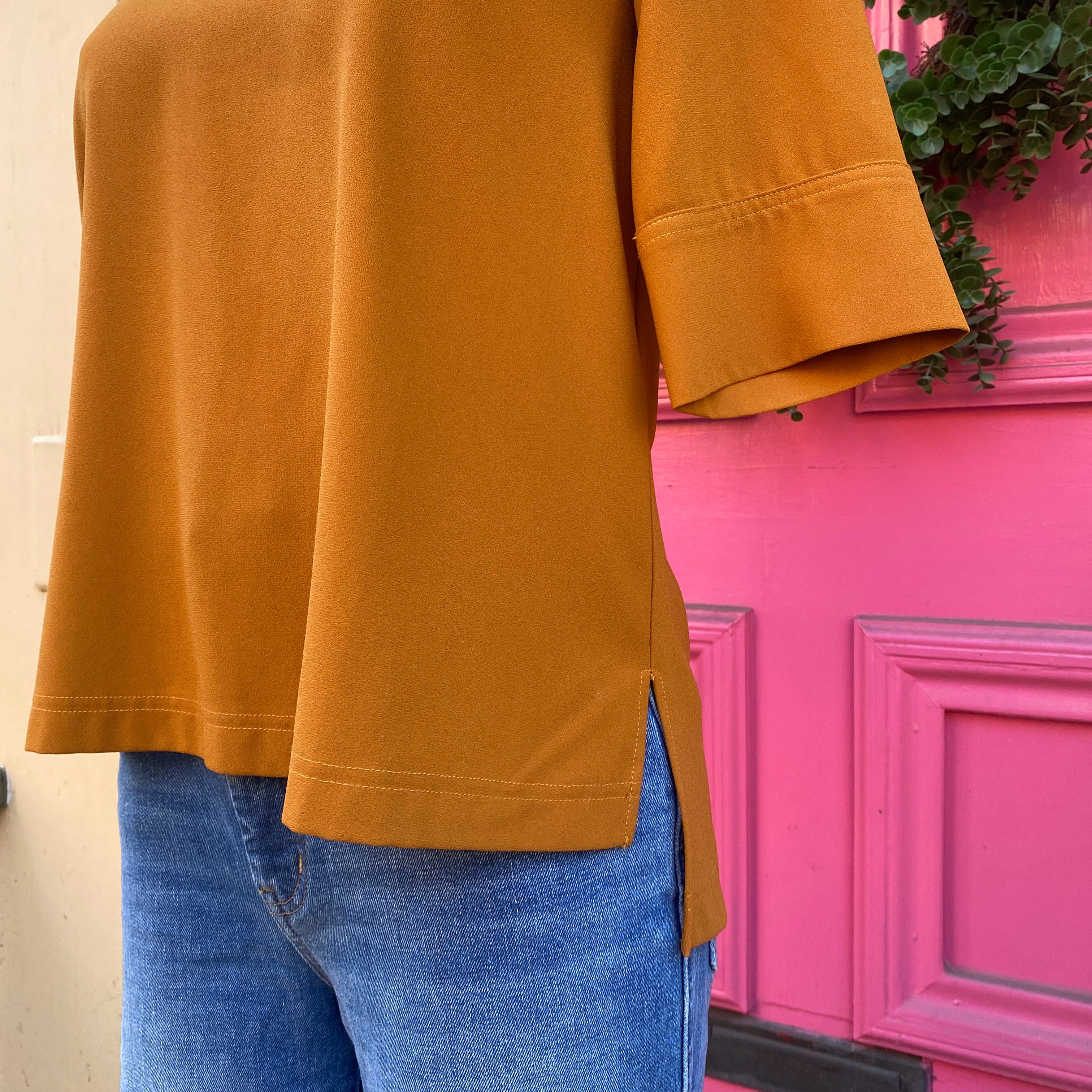 Brass golden short sleeve top size S