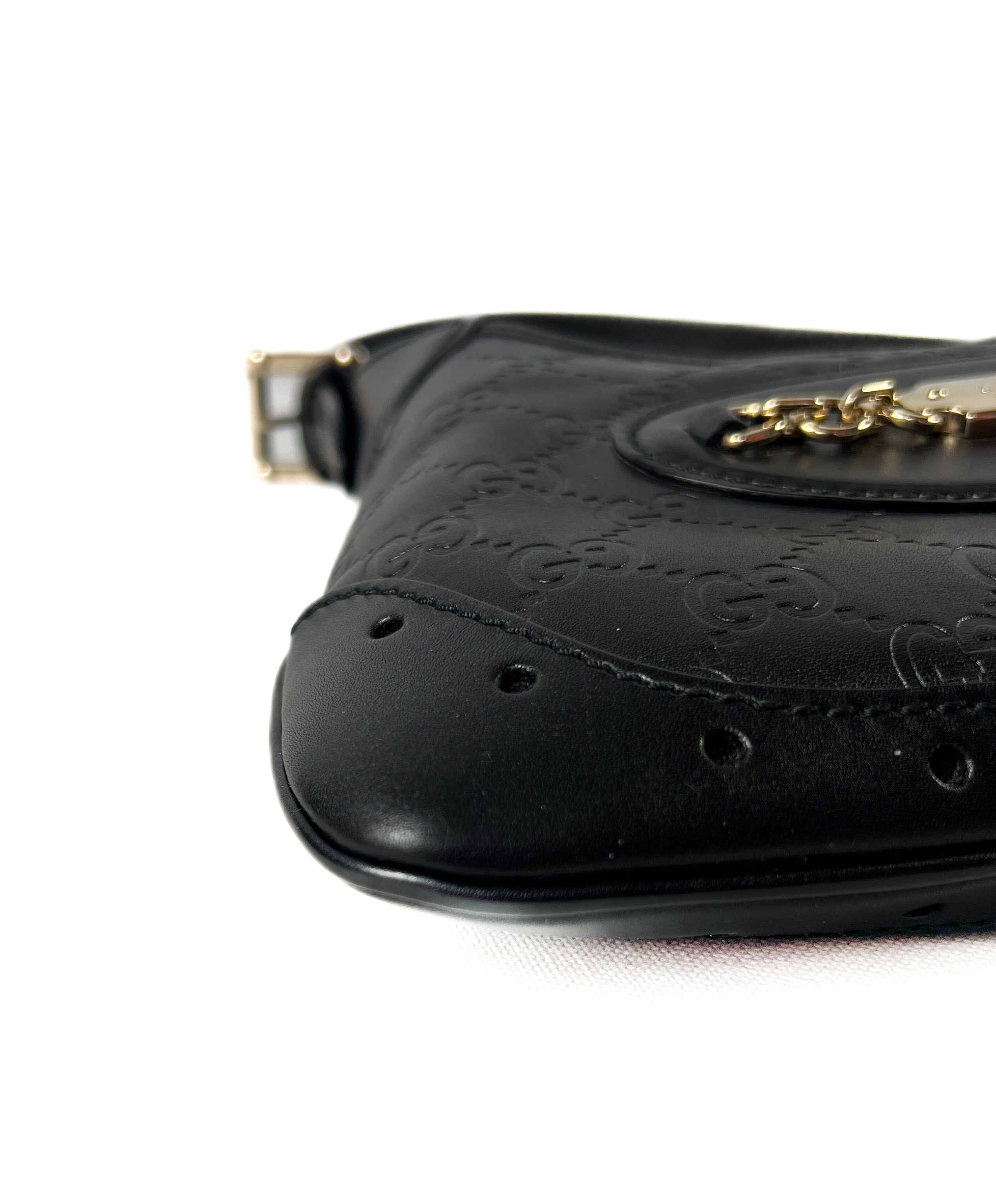 Gucci black leather mini Guccissima bag