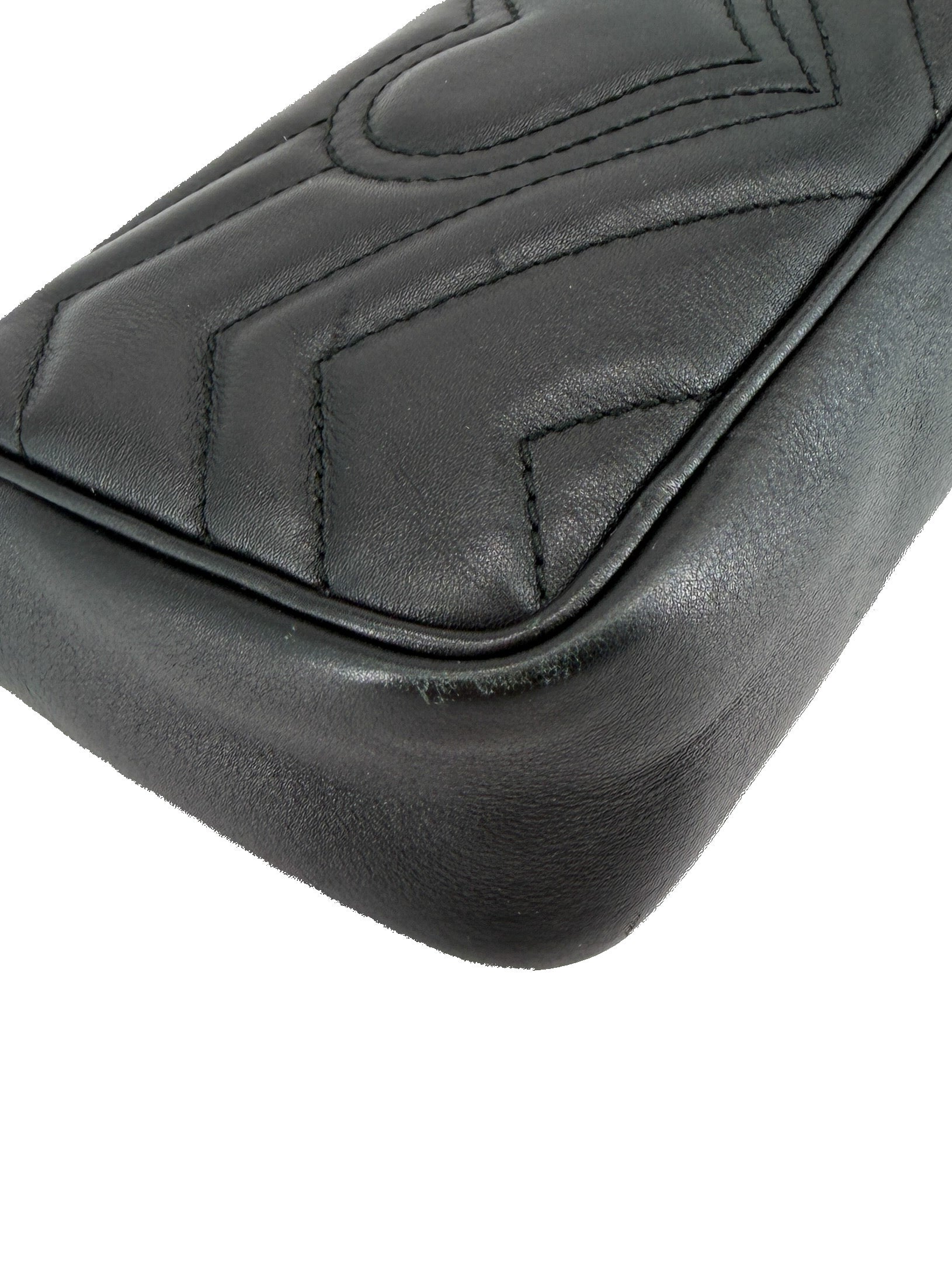 Gucci black mini Marmont flap shoulder bag 476433-0959-