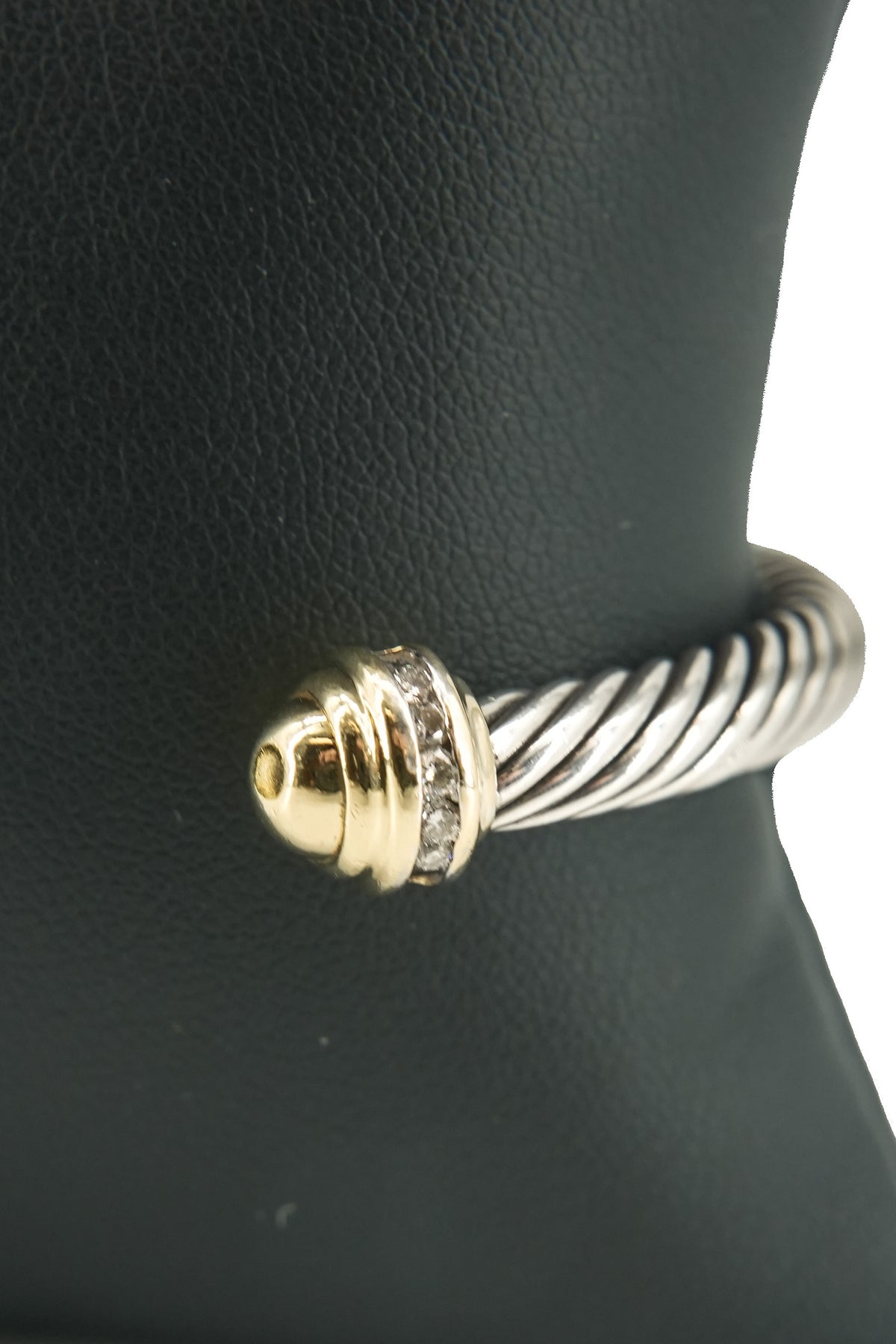 David Yurman sterling silver gold dome diamond cable classic bracelet