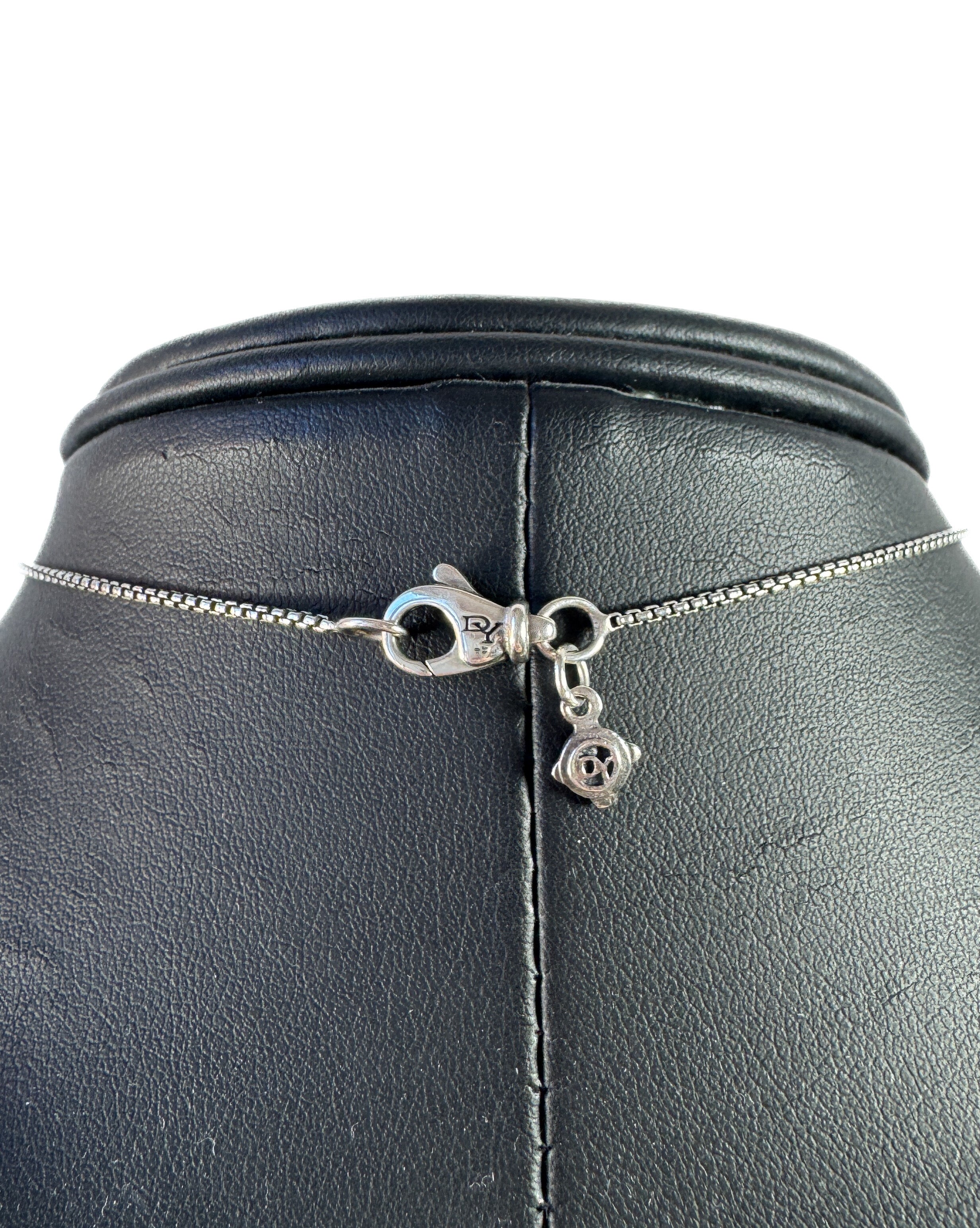 David Yurman sterling silver 18k yellow gold 30 MM thoroughbred pendant necklace