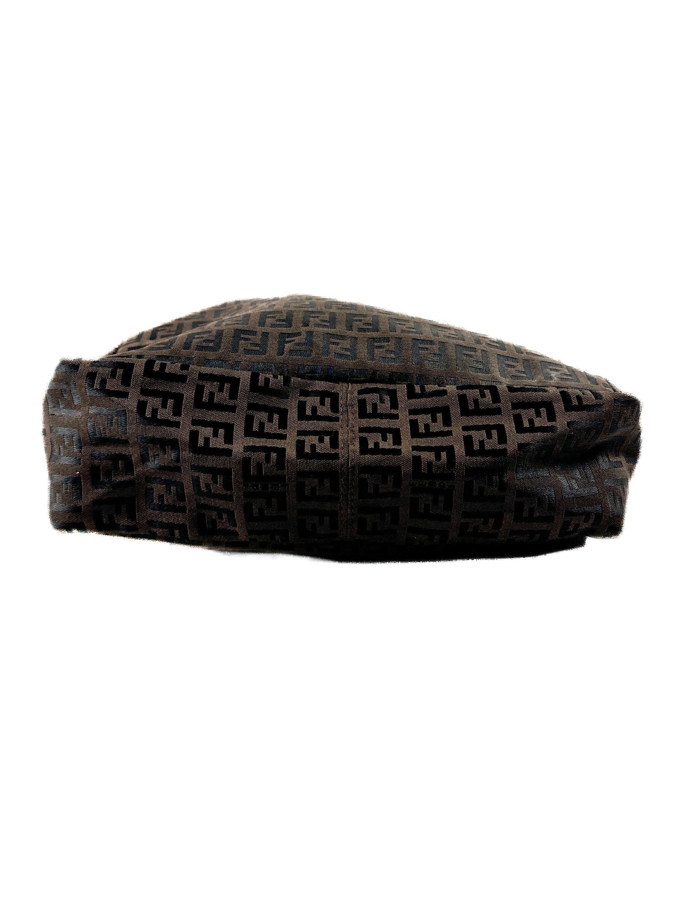 Fendi brown black Zucchino nylon canvas tote