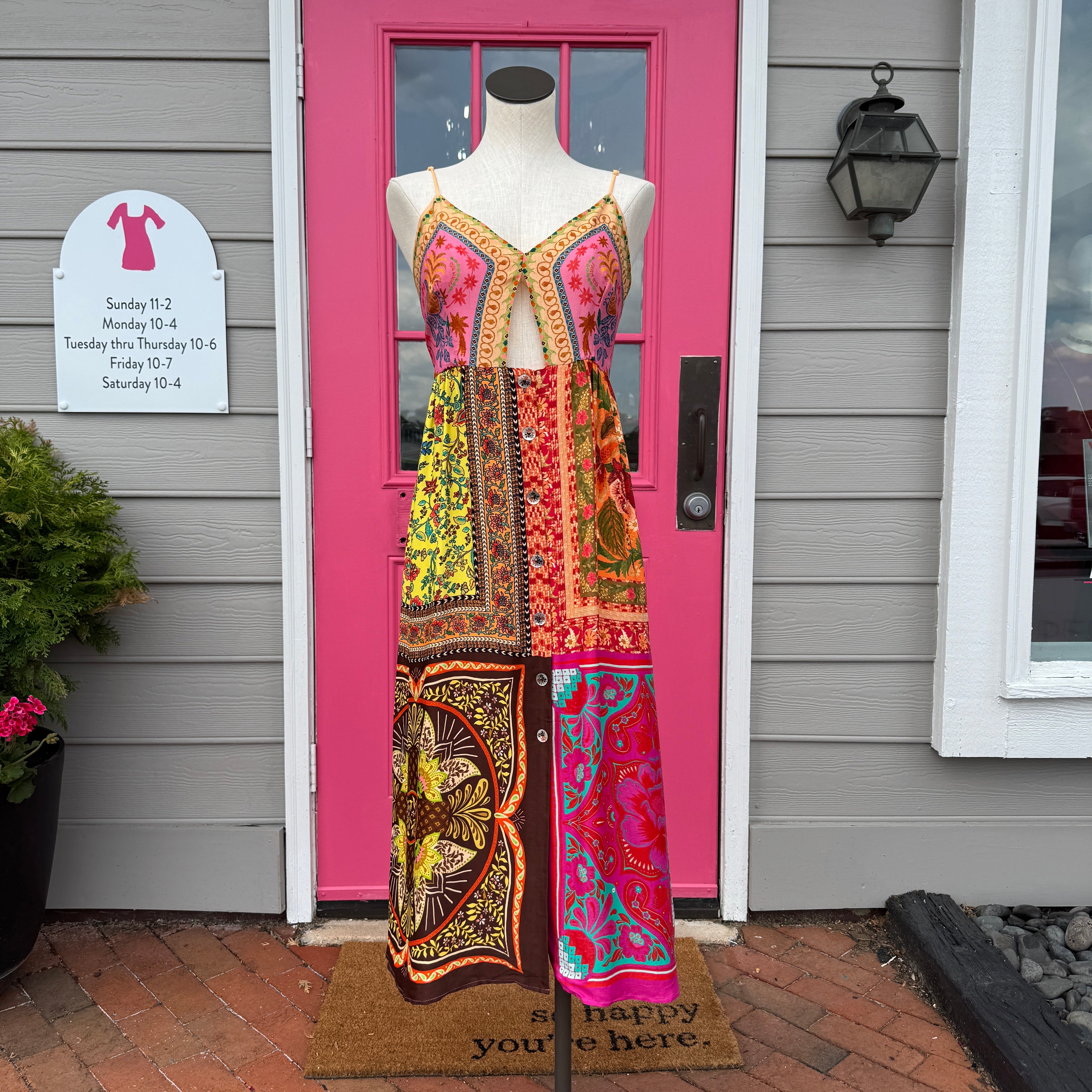 FARM RIO multicolor mixed scarf midi dress size XL NWT