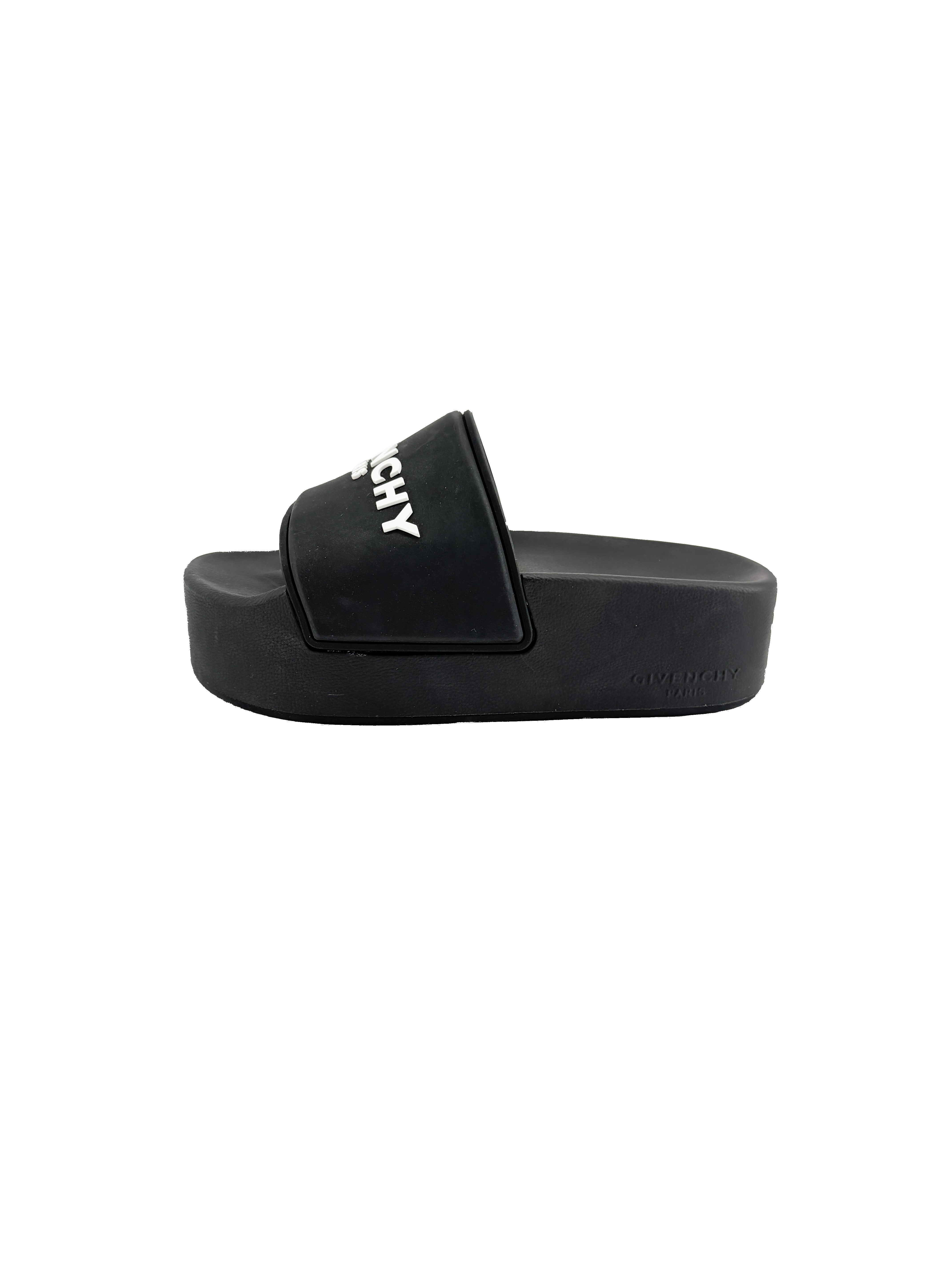 Givenchy black rubber platform slides size 38 BOX