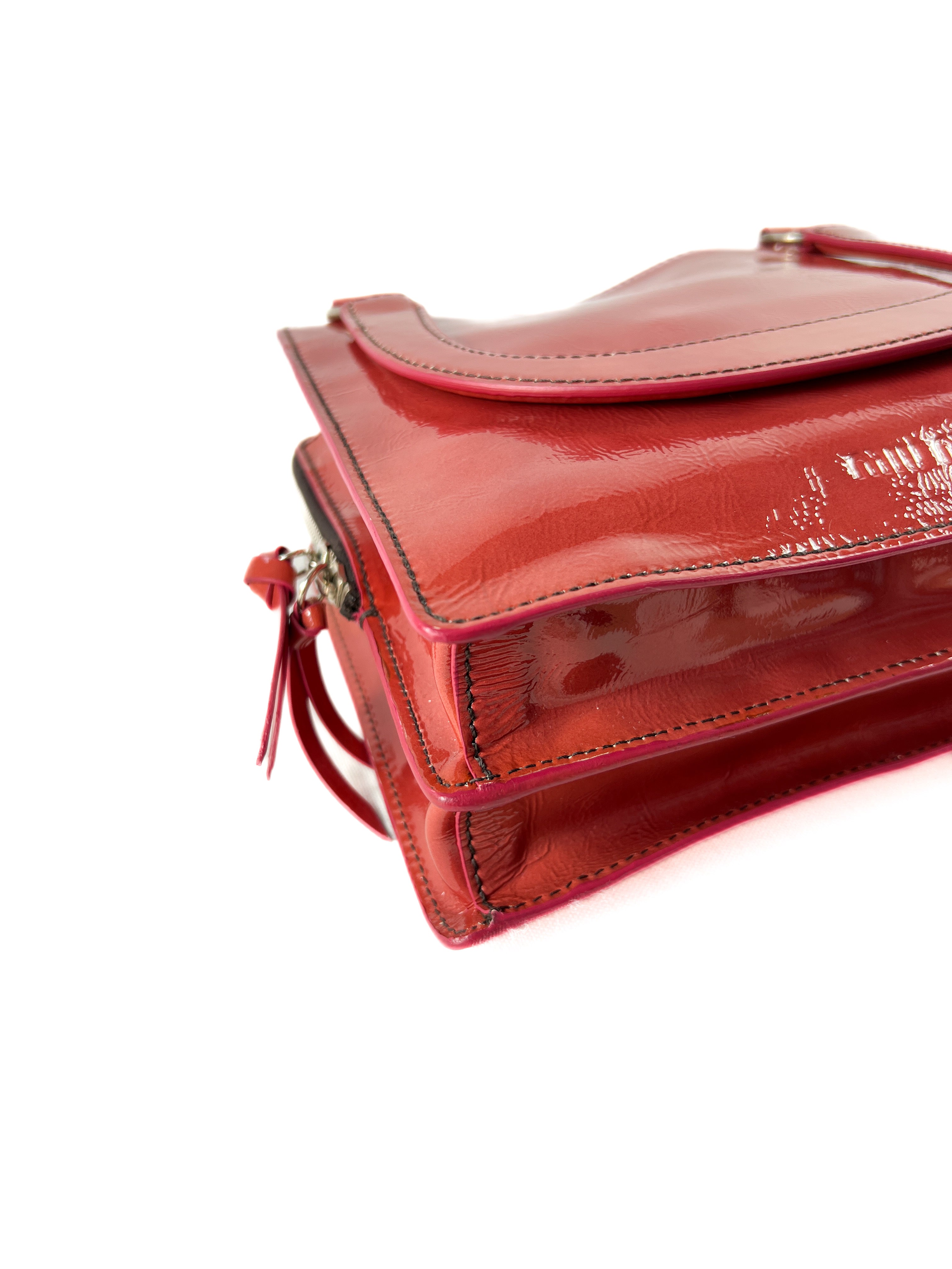 Miu Miu coral patent leather top handle bag (Fall 2003 RTW)