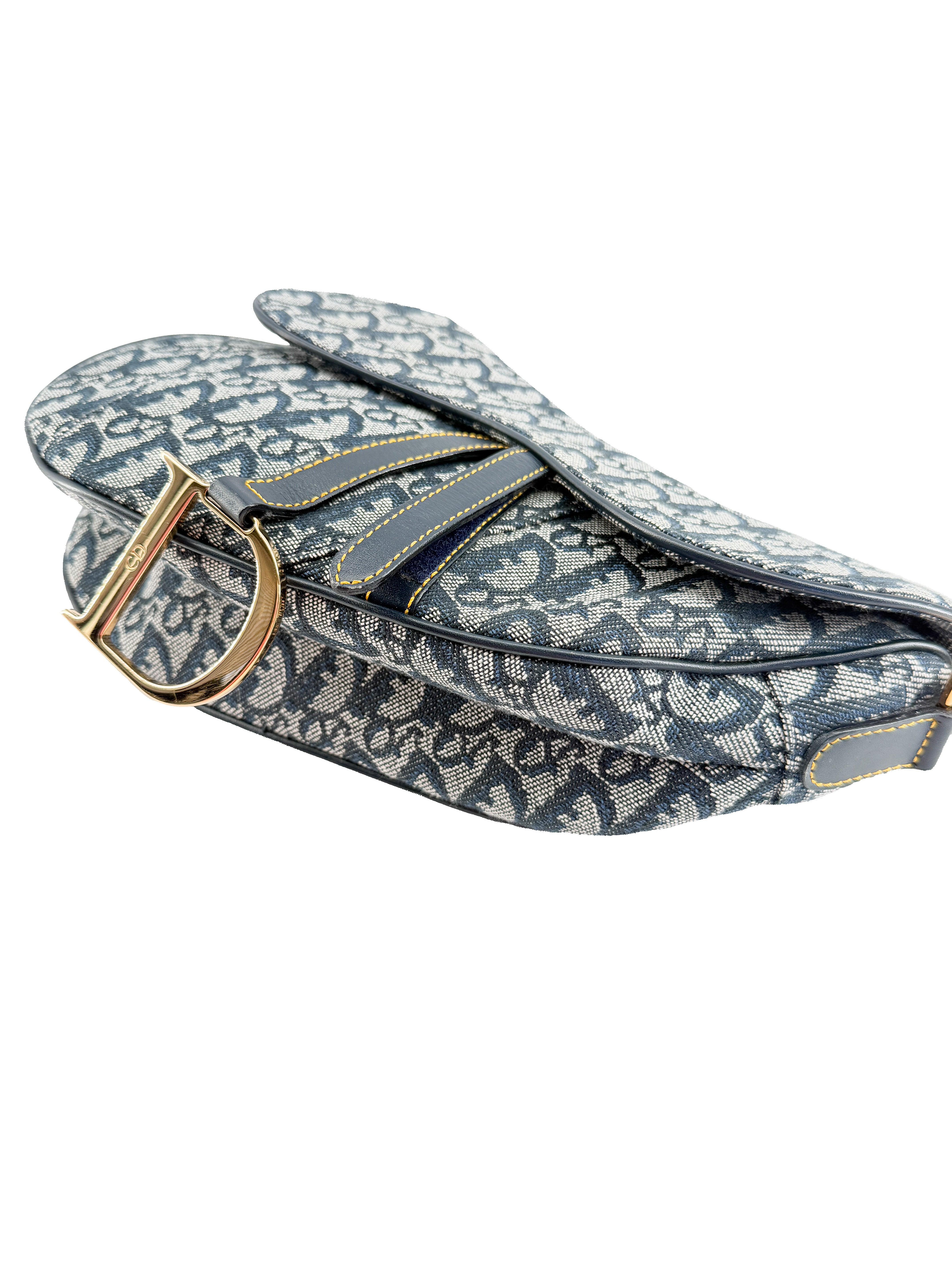 Dior vintage navy oblique saddle bag RU 0012