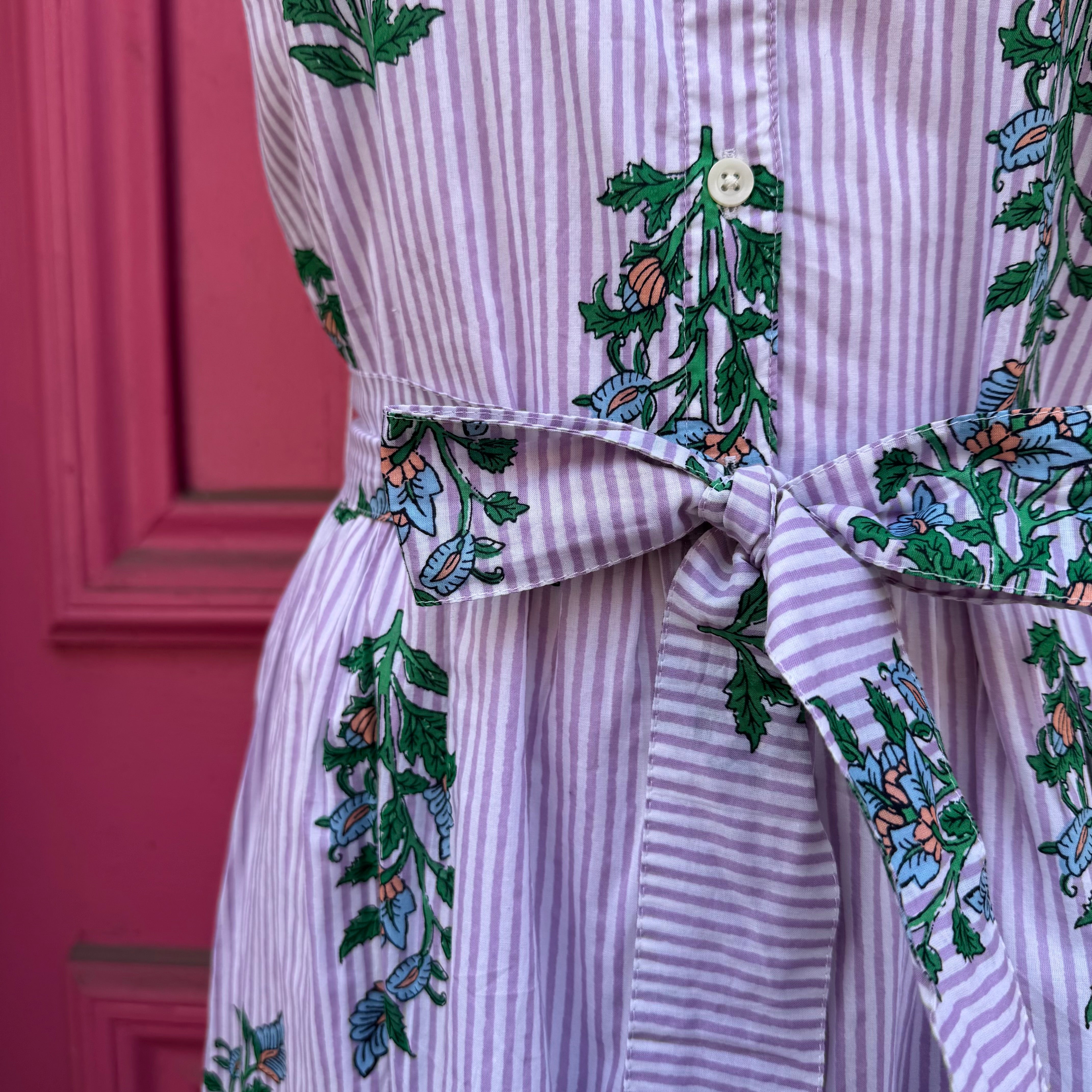 J. Crew purple striped floral button up dress size 6