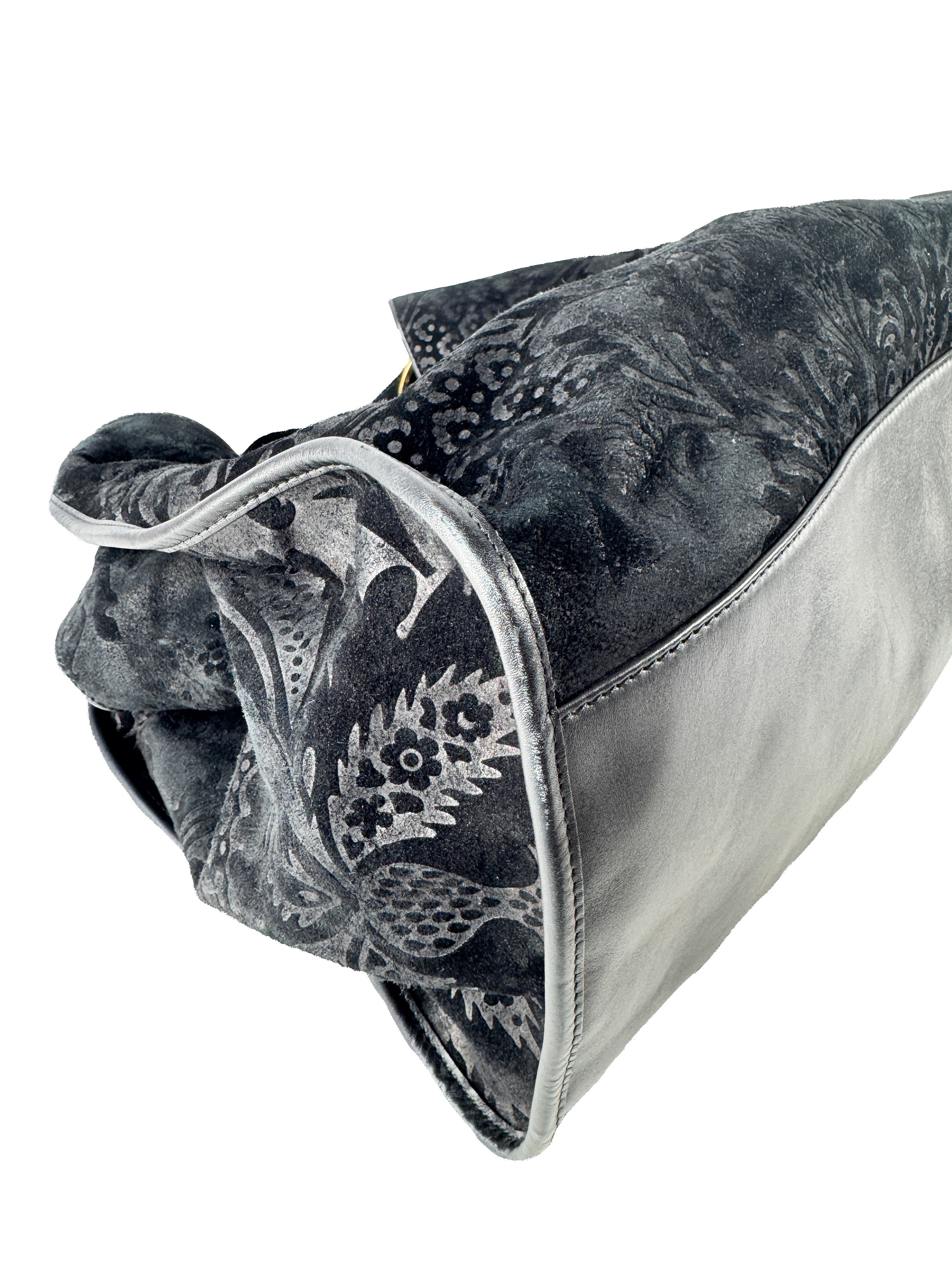 Gucci Black Soft Stirrup Tote Brocade Leather Large 296855002123