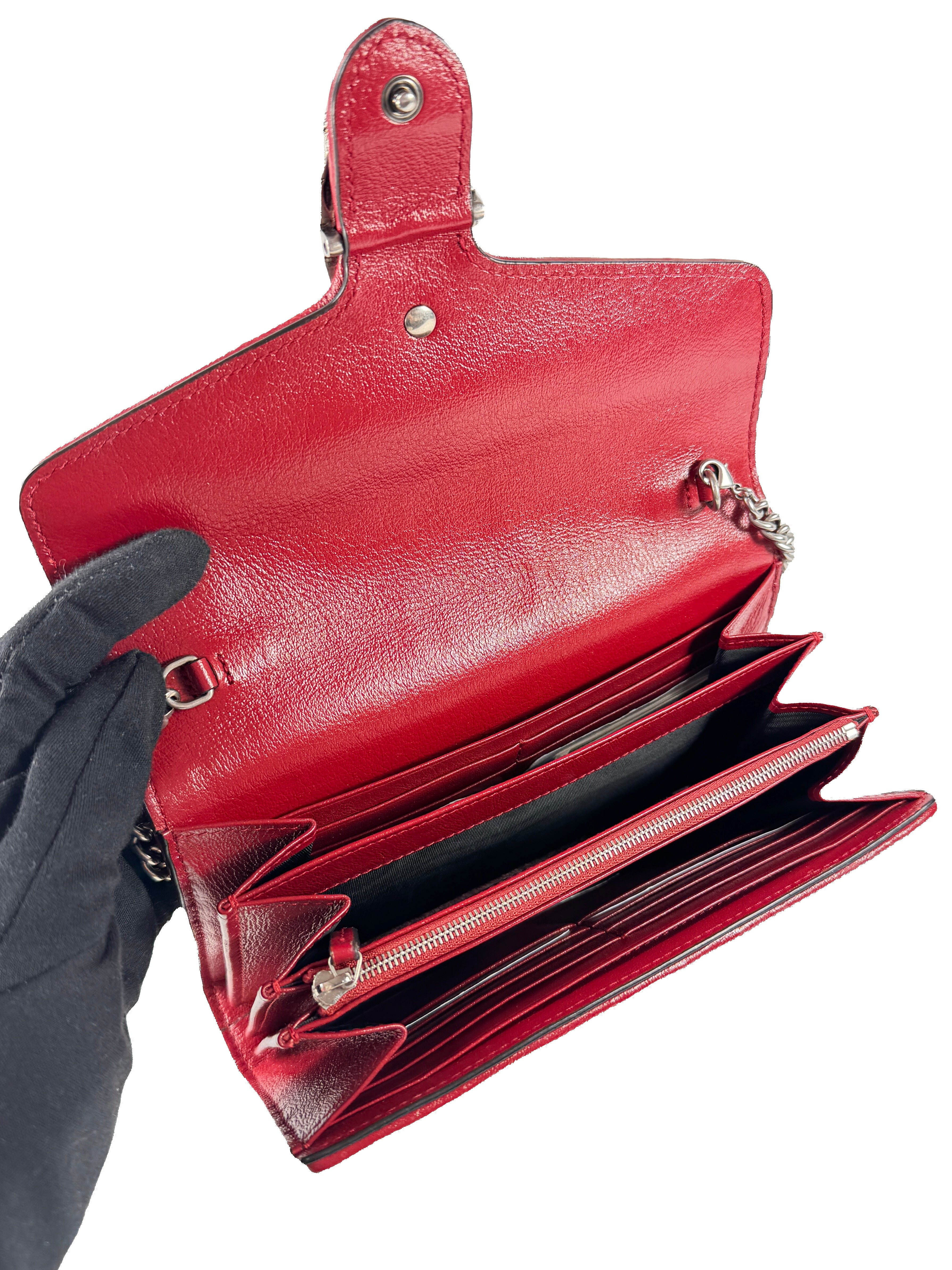 Gucci tweed GG monogram Mini Dionysus chain wallet 493075