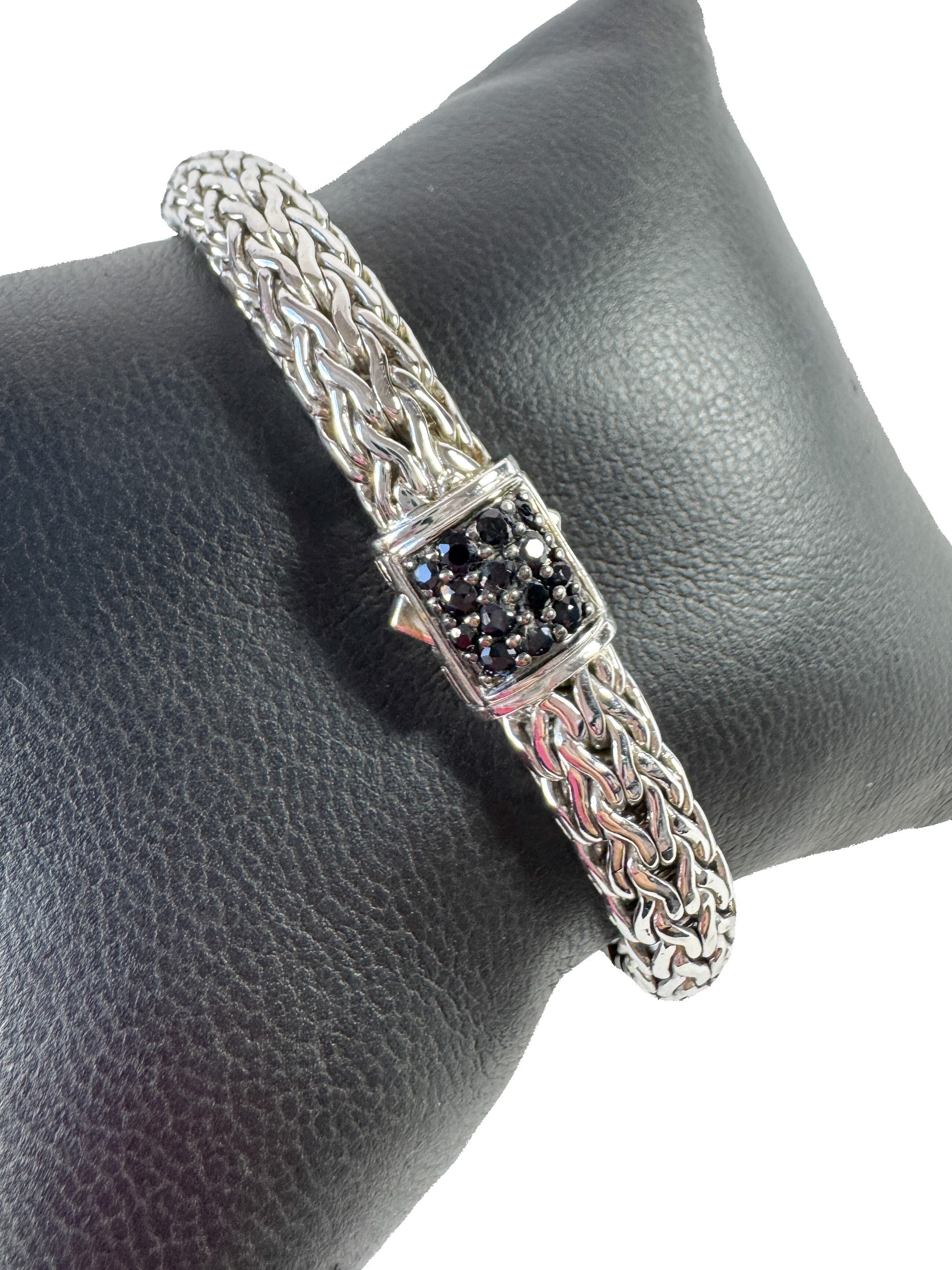 John Hardy sterling silver and black sapphires classic chain bracelet