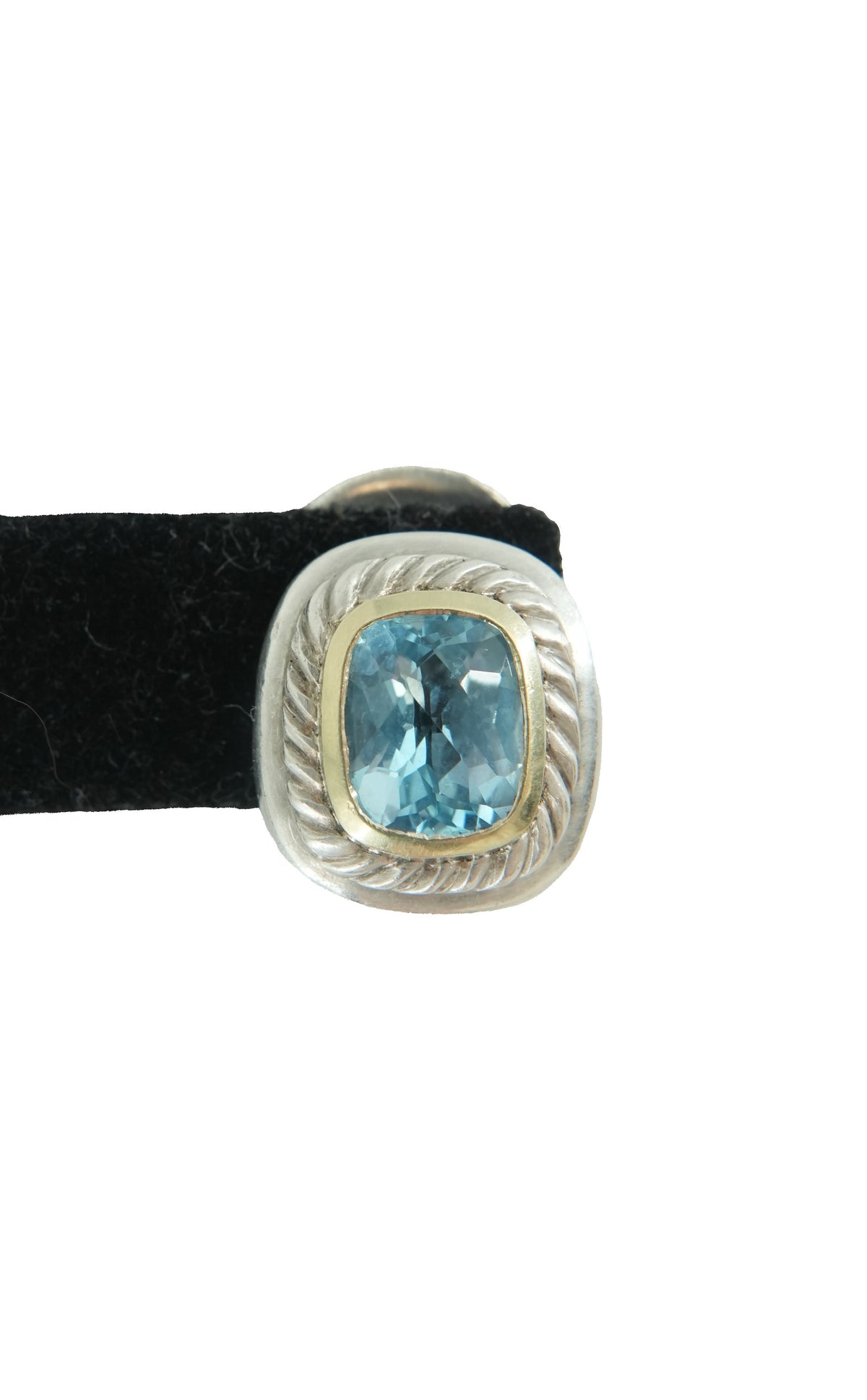David Yurman sterling silver, 14k yellow gold, blue topaz Albion earrings