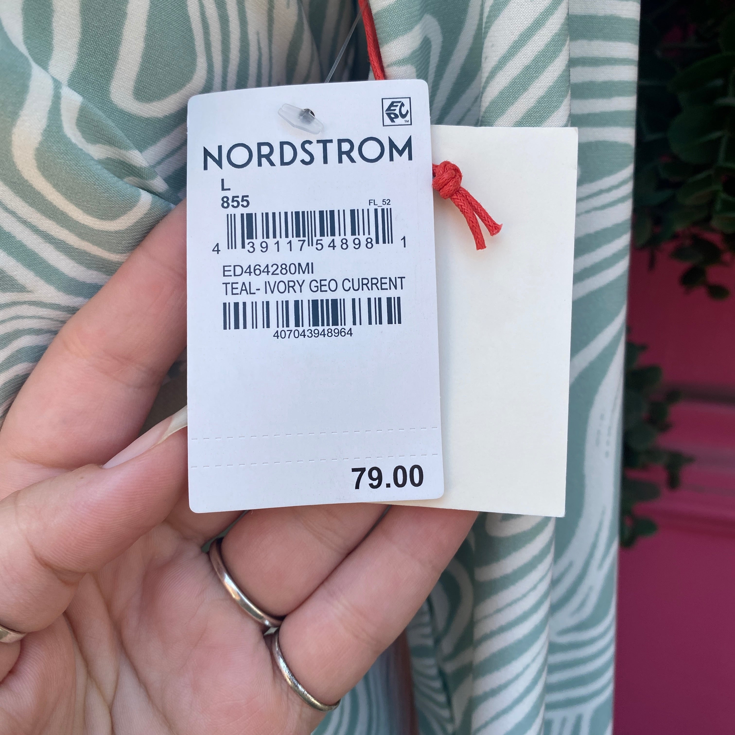 Open Edit teal white long sleeve cutout dress size L NWT