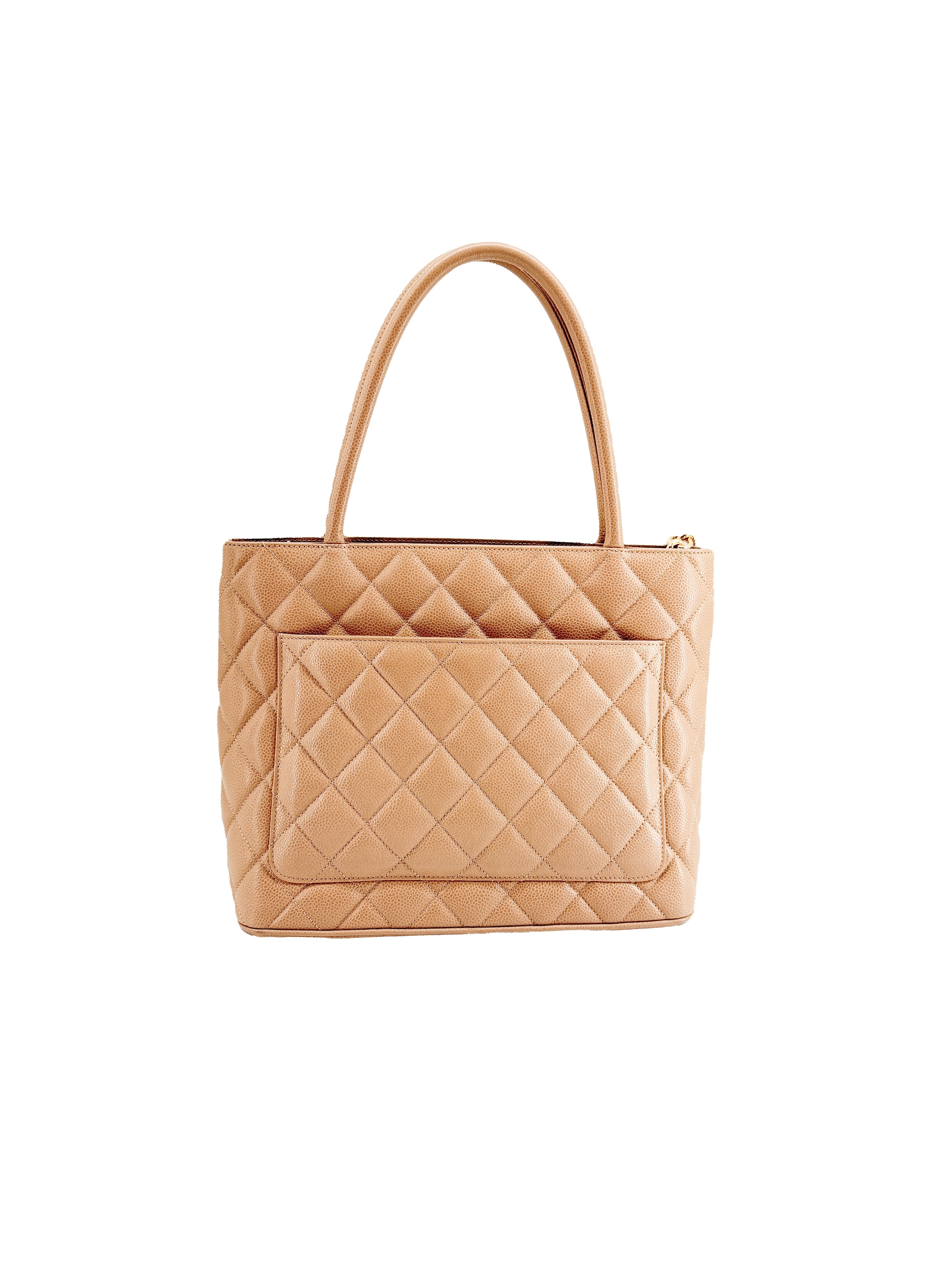 Chanel beige quilted caviar Medallion tote 7891915