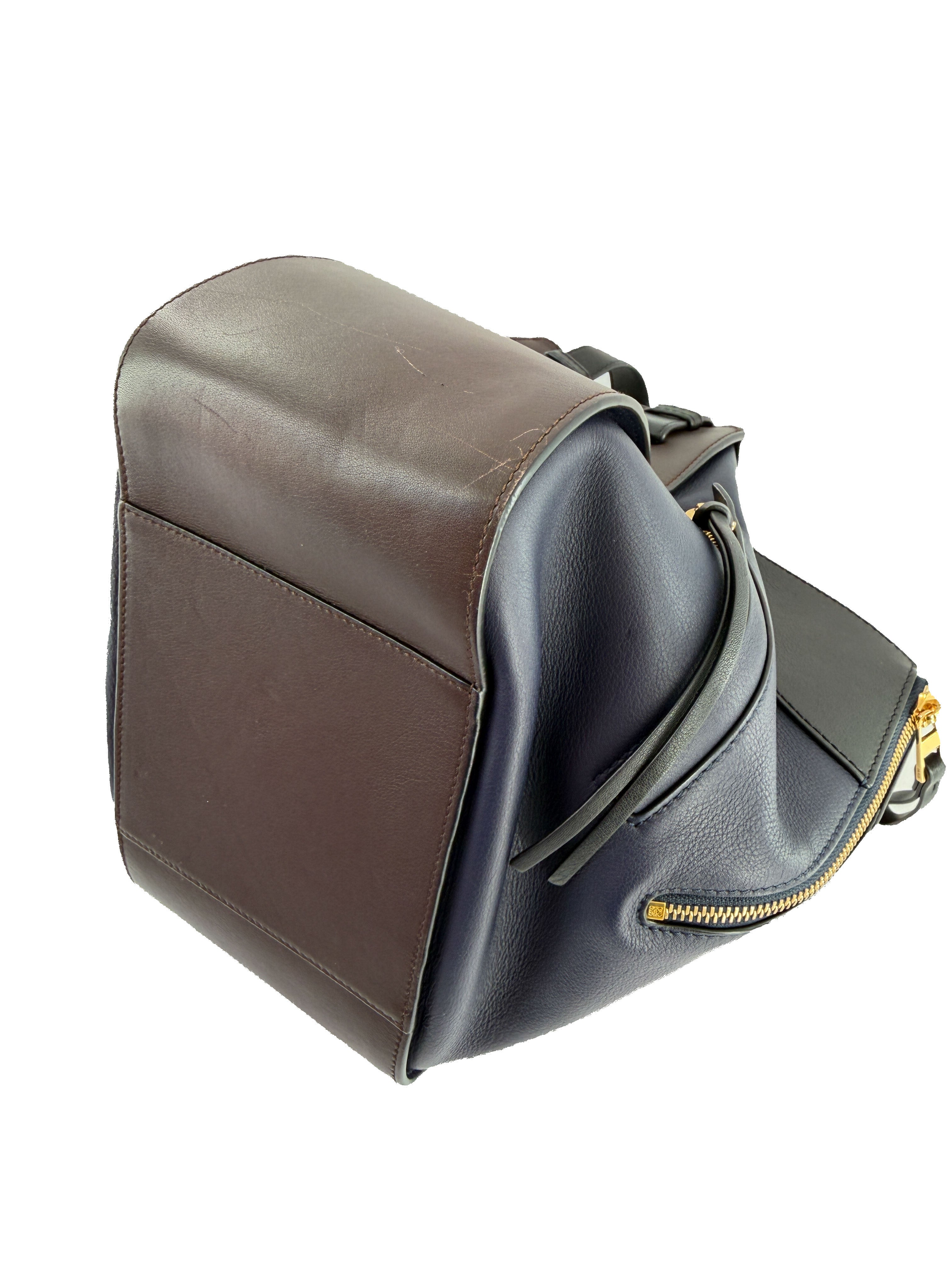 Loewe tri color navy, black, brown leather small Hammock bag 262023