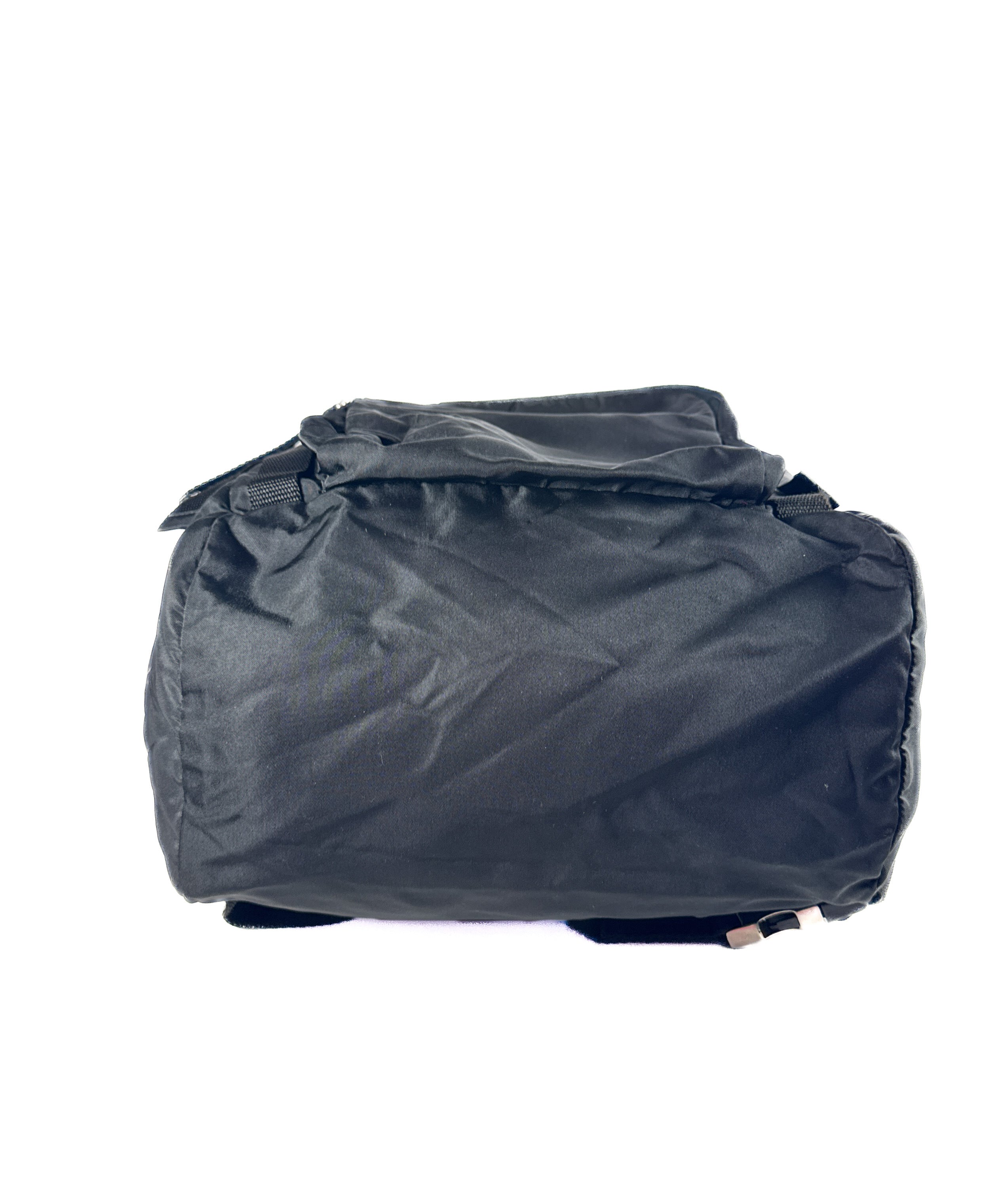 Prada Tessuto black double buckle backpack large