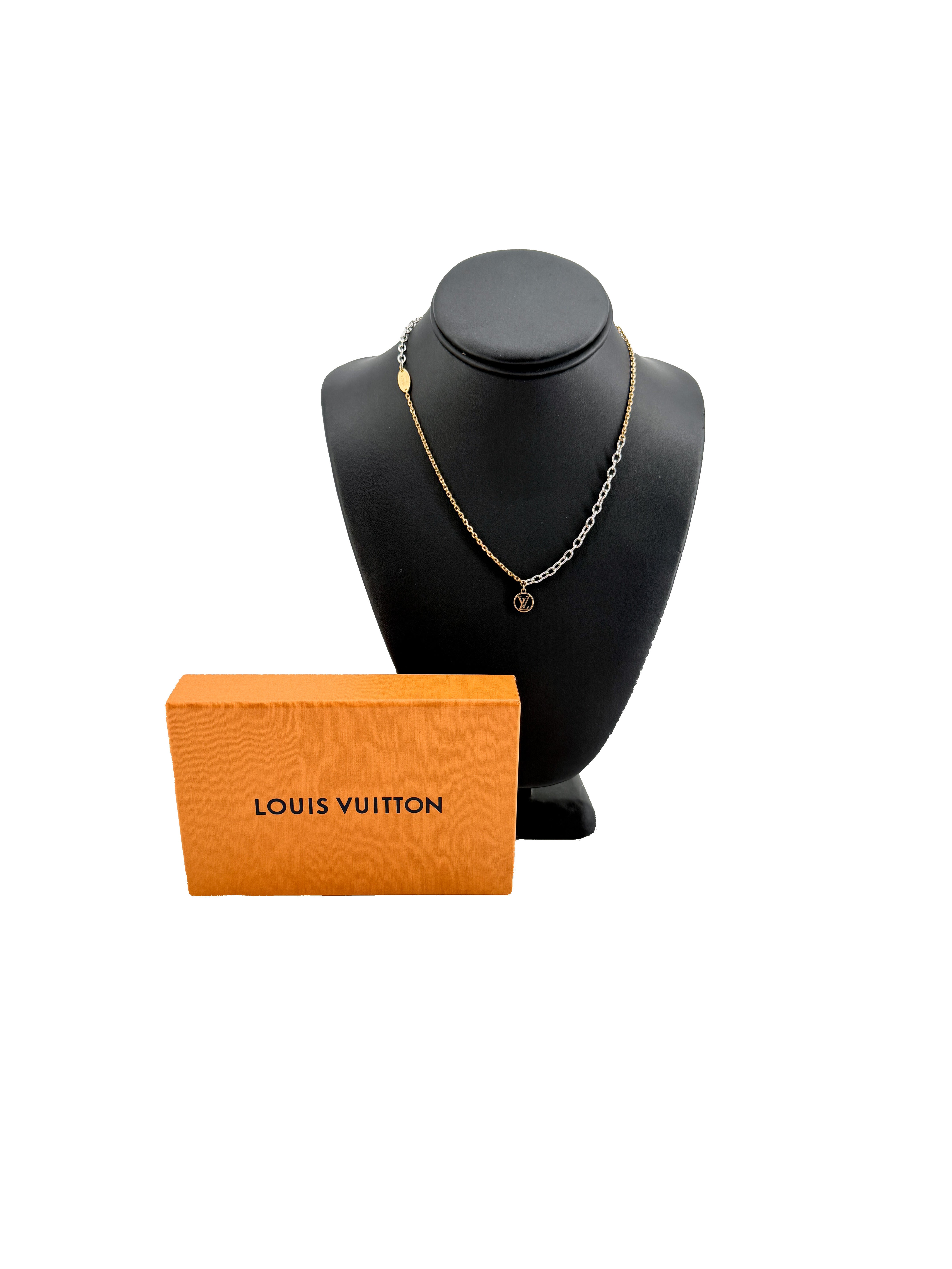 Louis Vuitton logomania necklace gold tone/silver tone OB0155