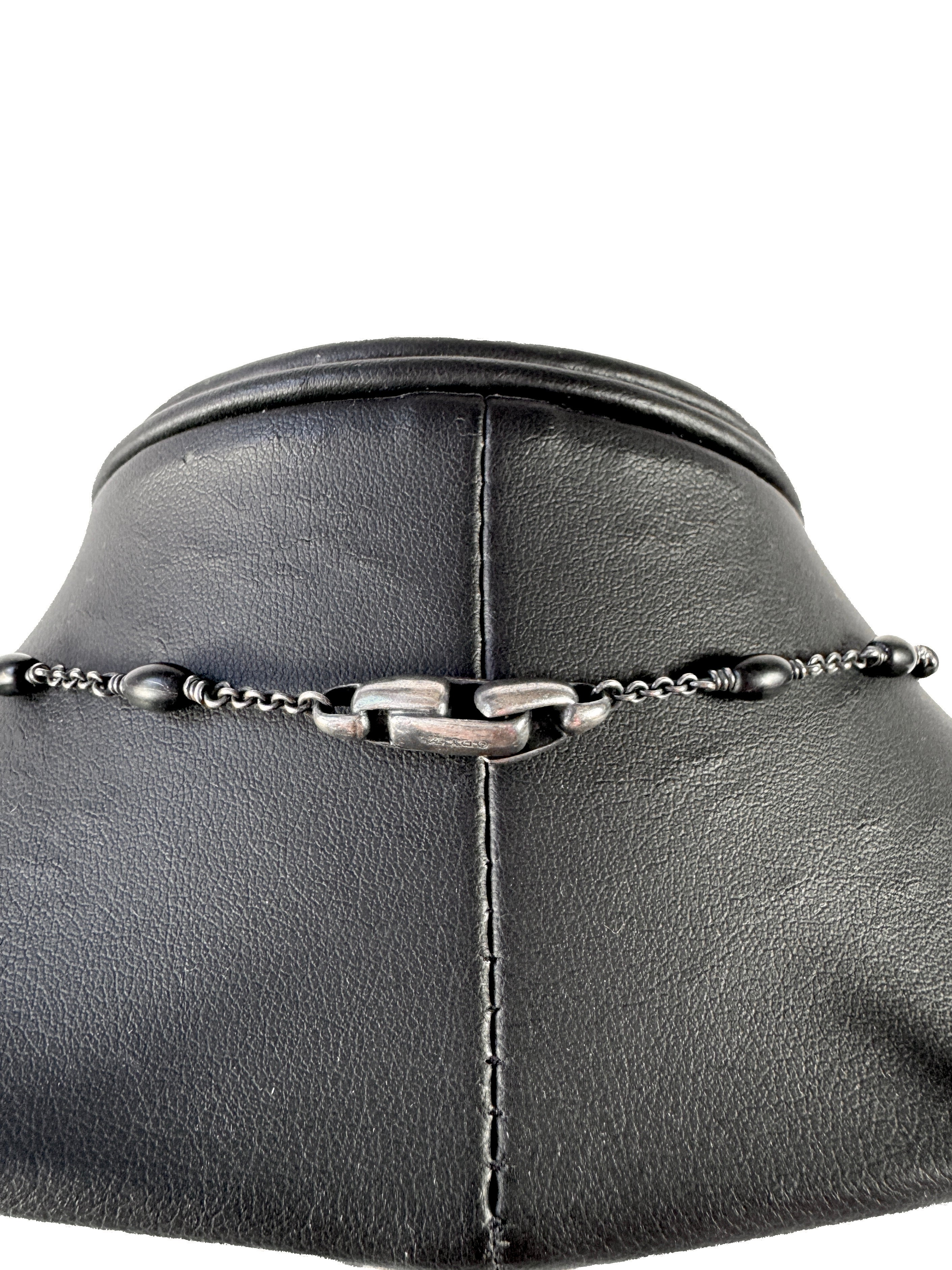 David Yurman sterling silver, black onyx bead necklace