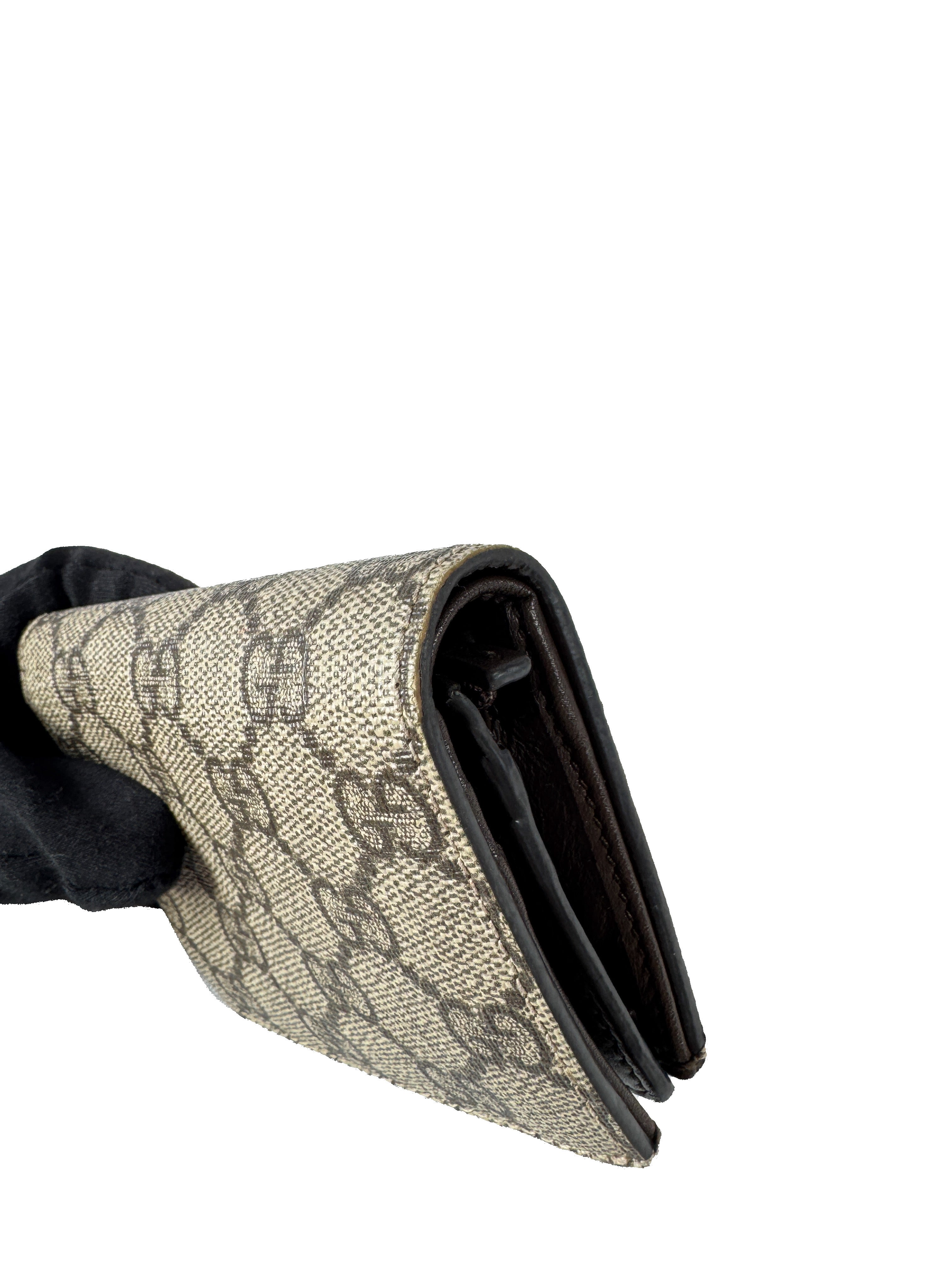 Gucci brown signature GG coated canvas compact wallet 525040 BOX *as is*