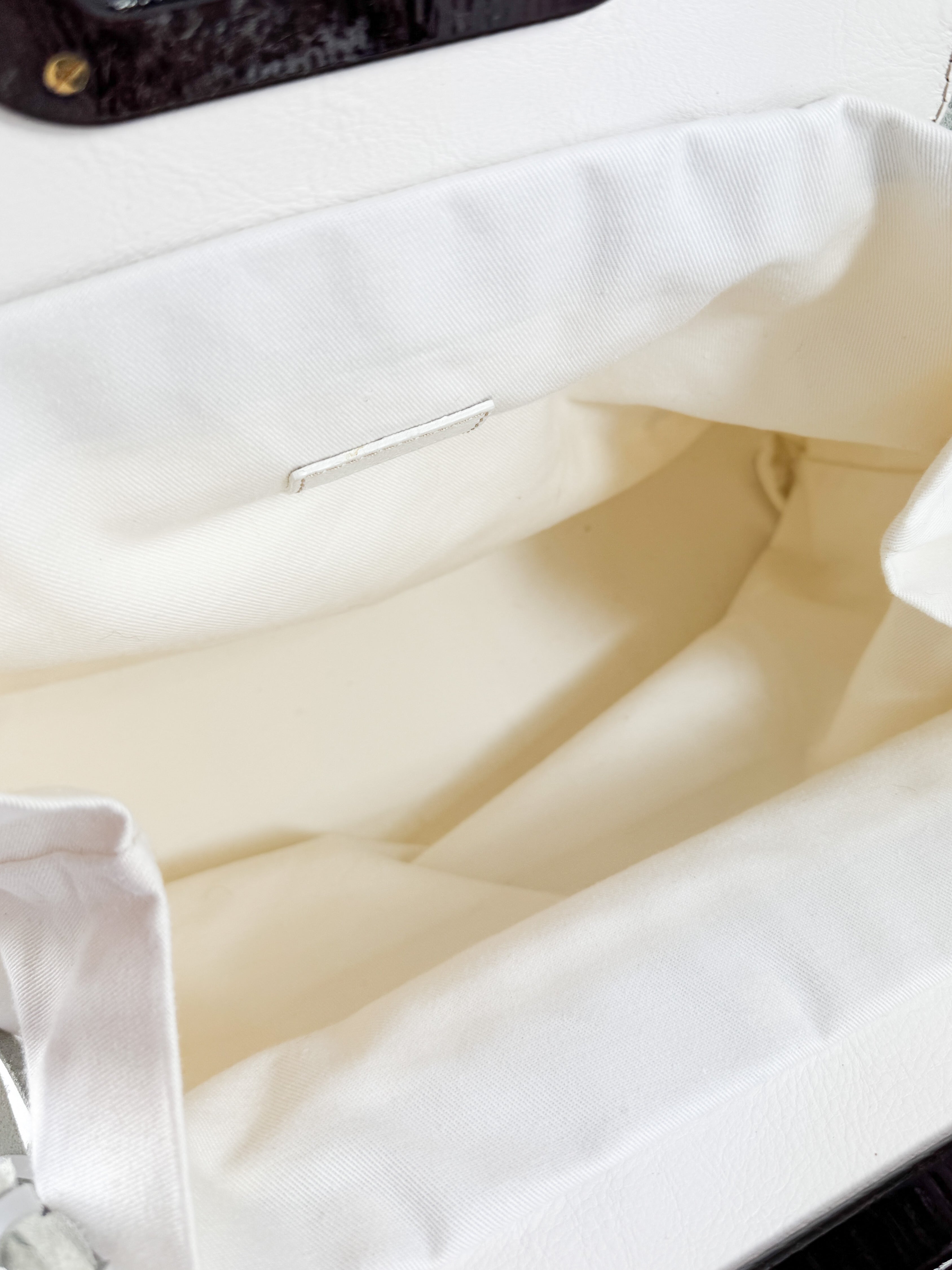 Dolce & Gabbana white cage leather top handle bag *as is*