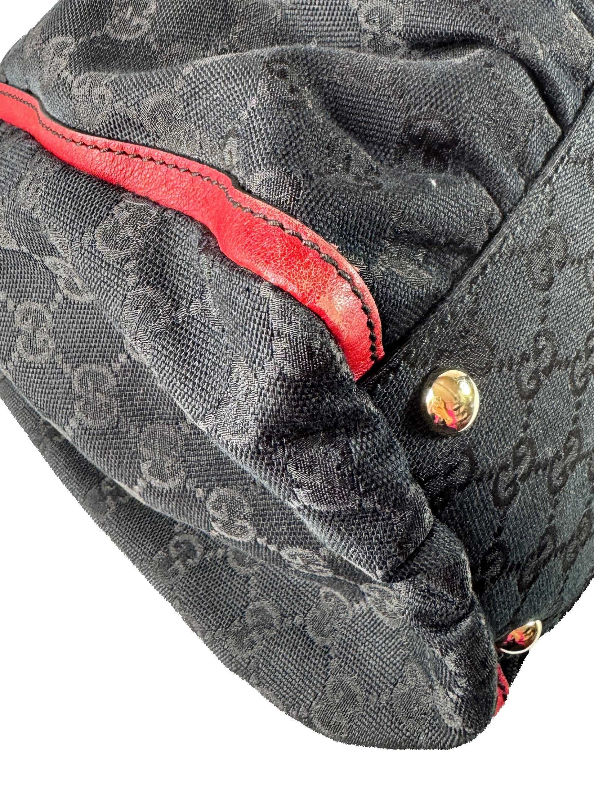 Gucci black red GG Abbey D-Ring shoulder bag 205011