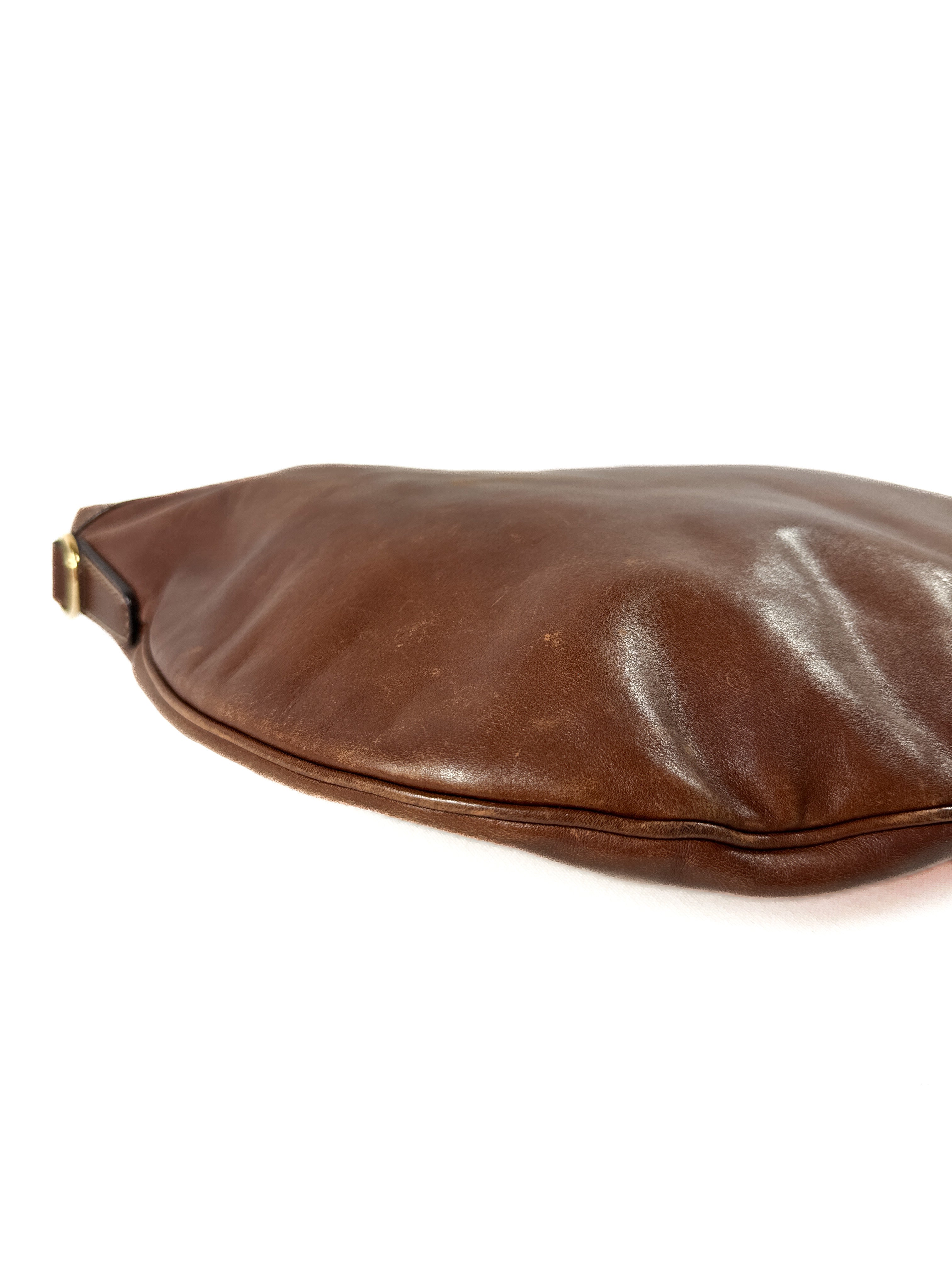 Gucci brown leather distressed shoulder bag 002404 w/unbranded strap ** as is**