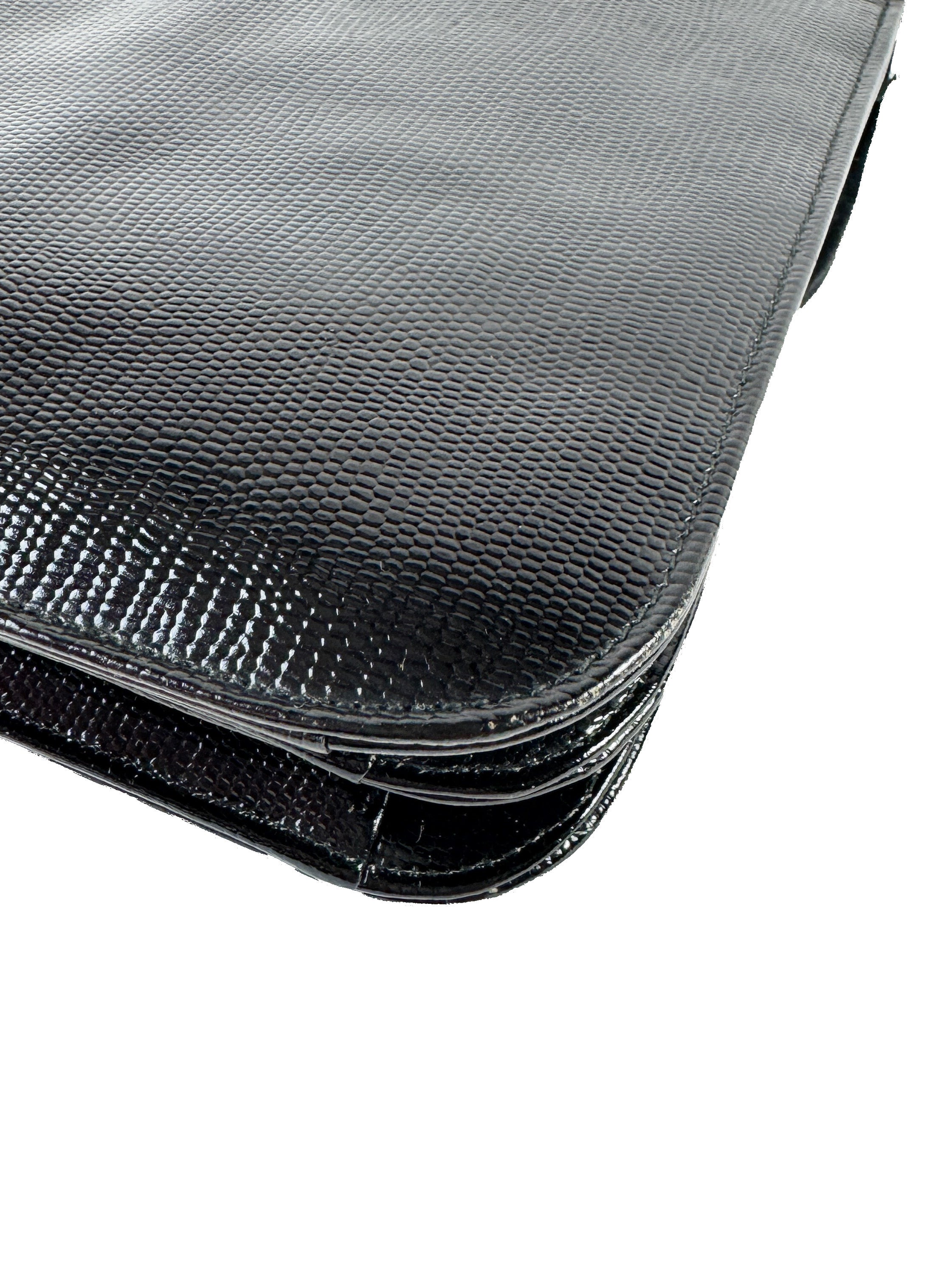 Salvatore Ferragamo black suede/lizard vintage shoulder bag