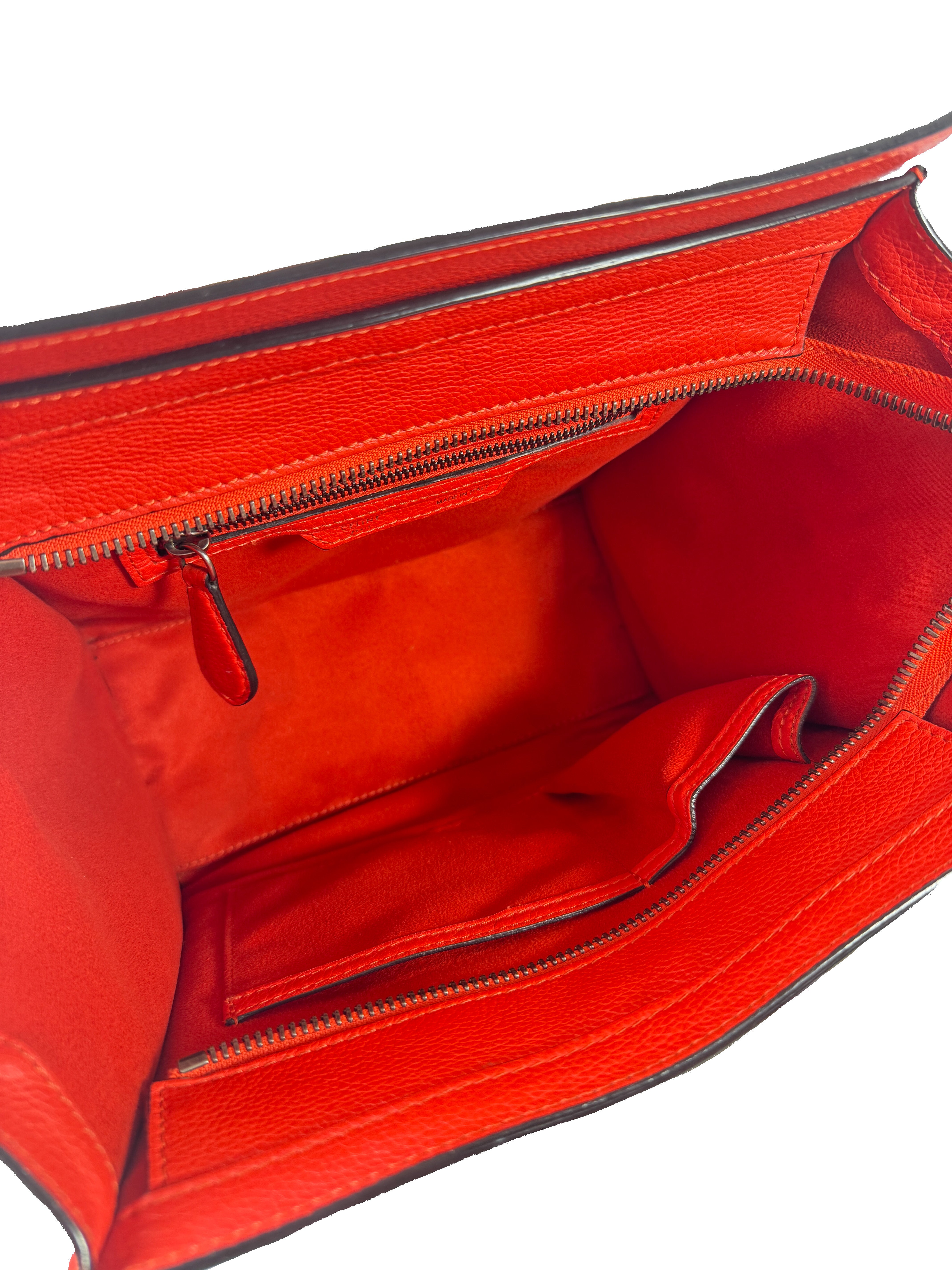 Celine red/orange micro luggage tote F-CE-0153