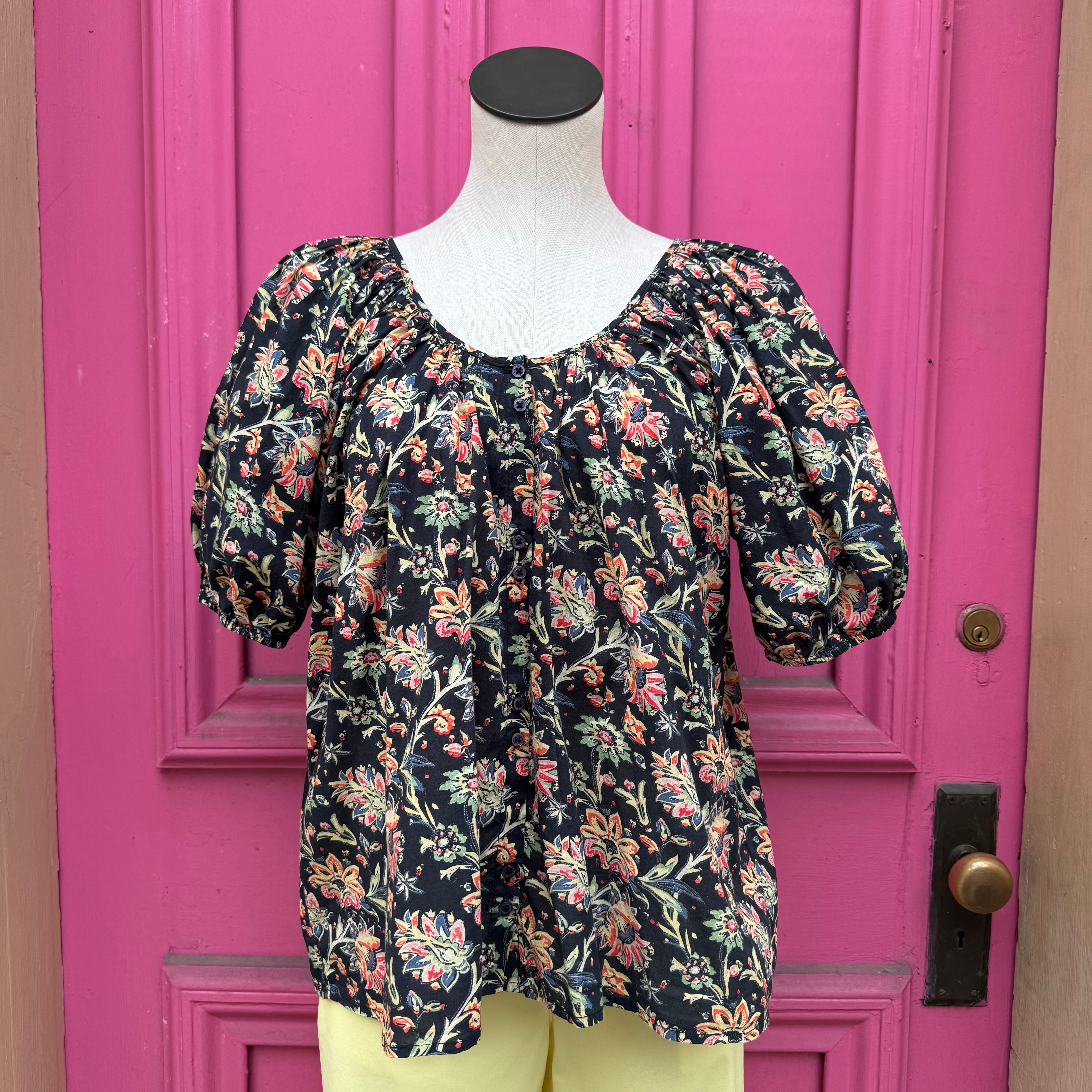 The Great black multicolor short sleeve top size L