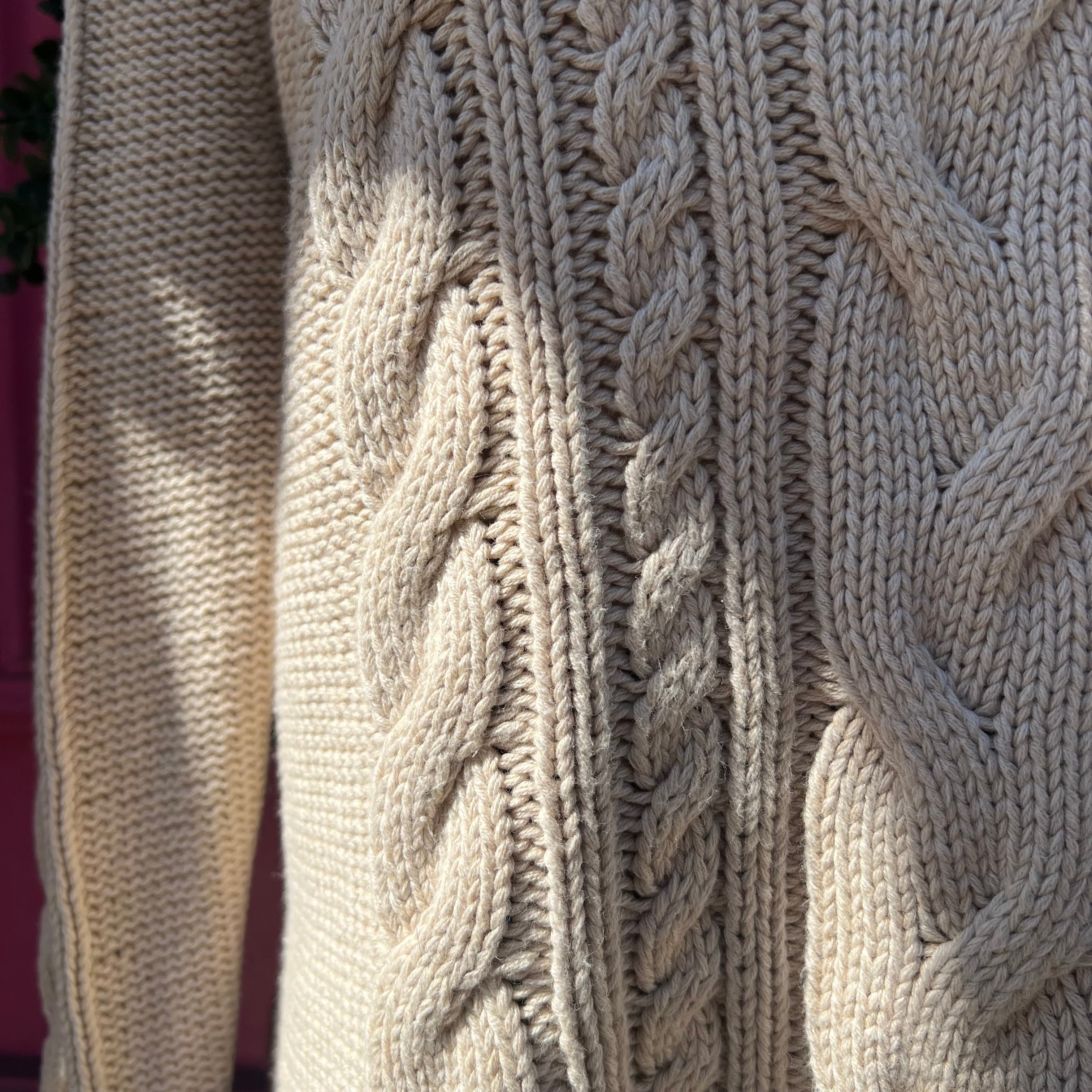 L.L. Bean beige cable knit sweater size XL