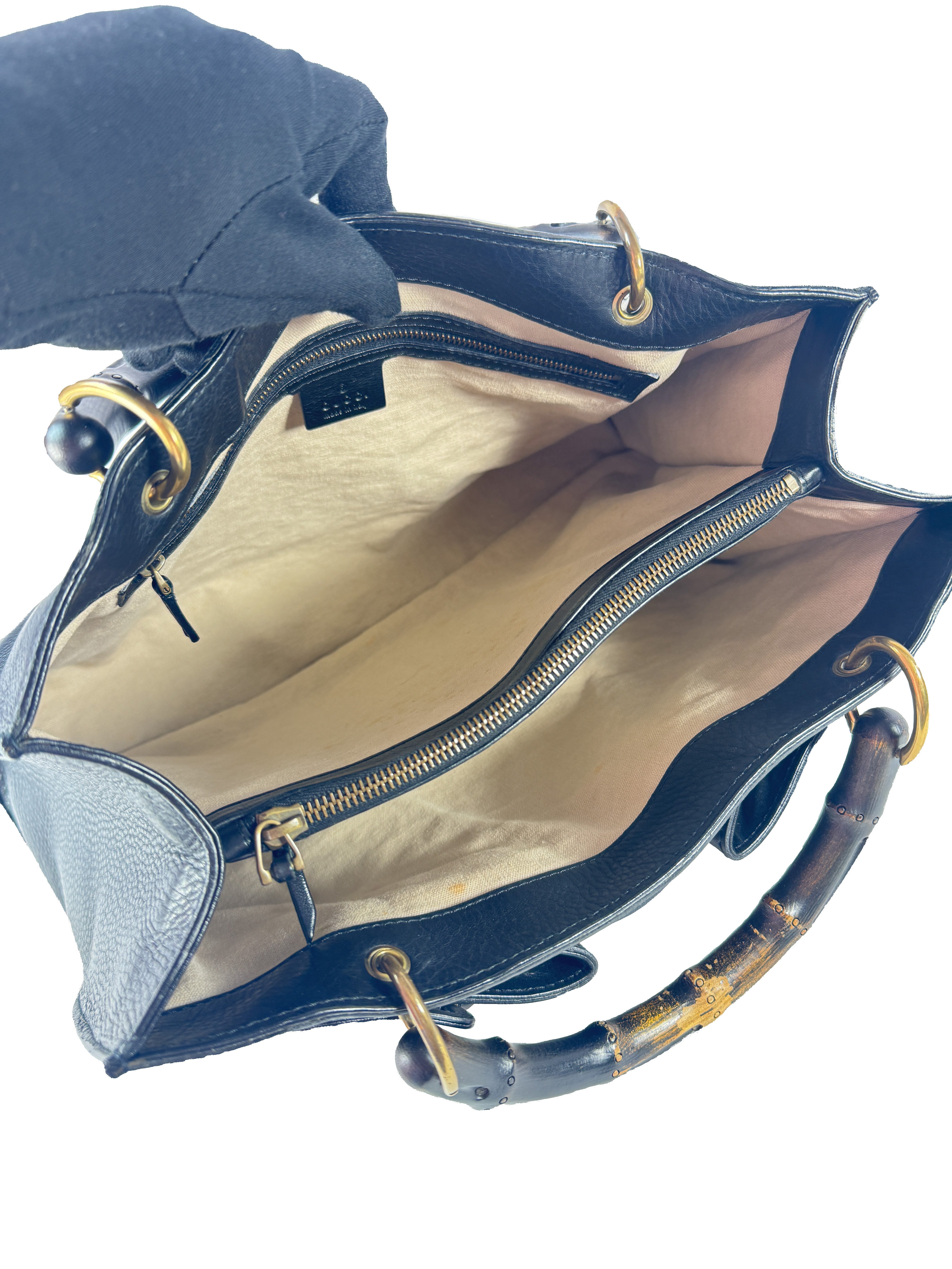Gucci black leather Bamboo handle bag 109138 002058