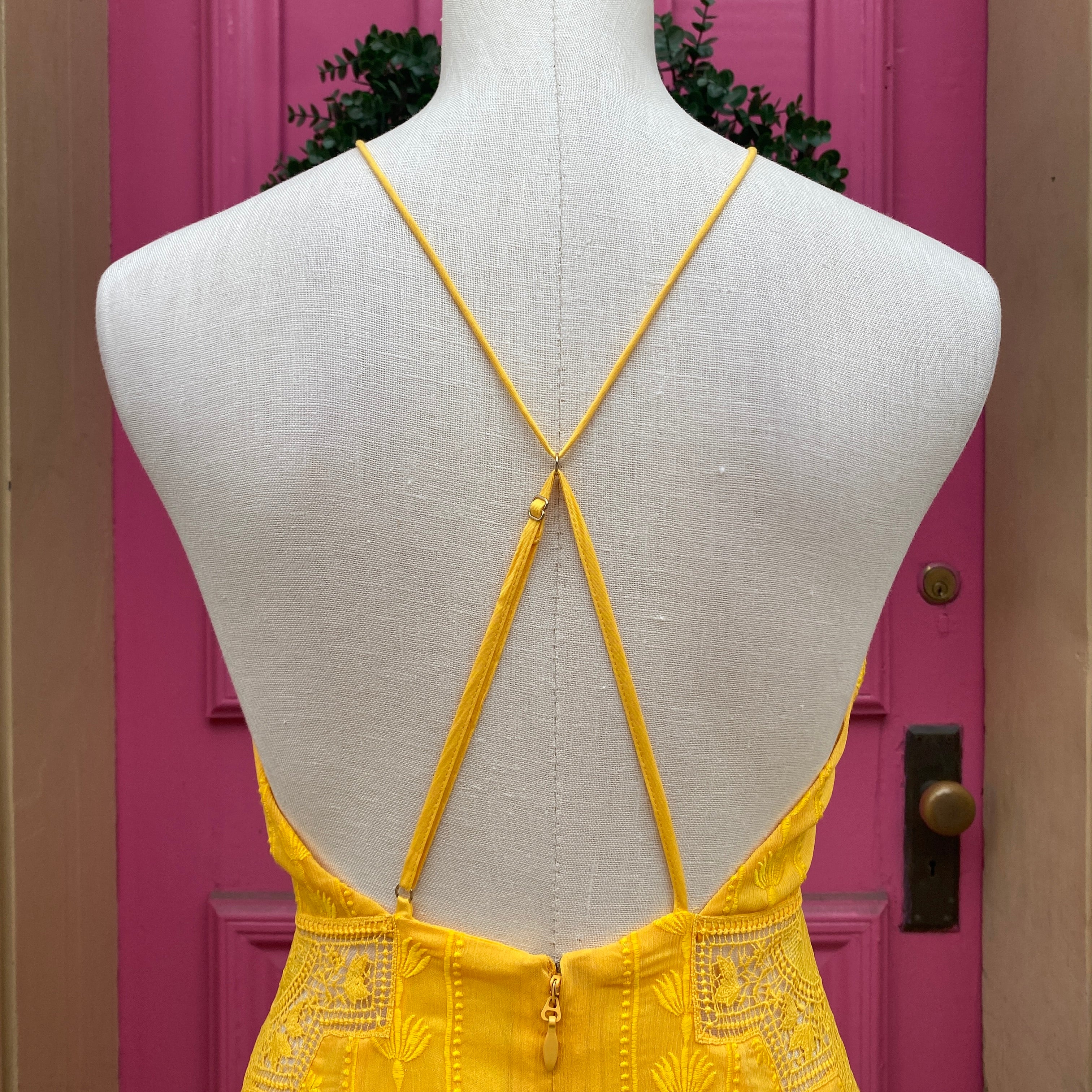 TJD yellow embroidered dress size 8