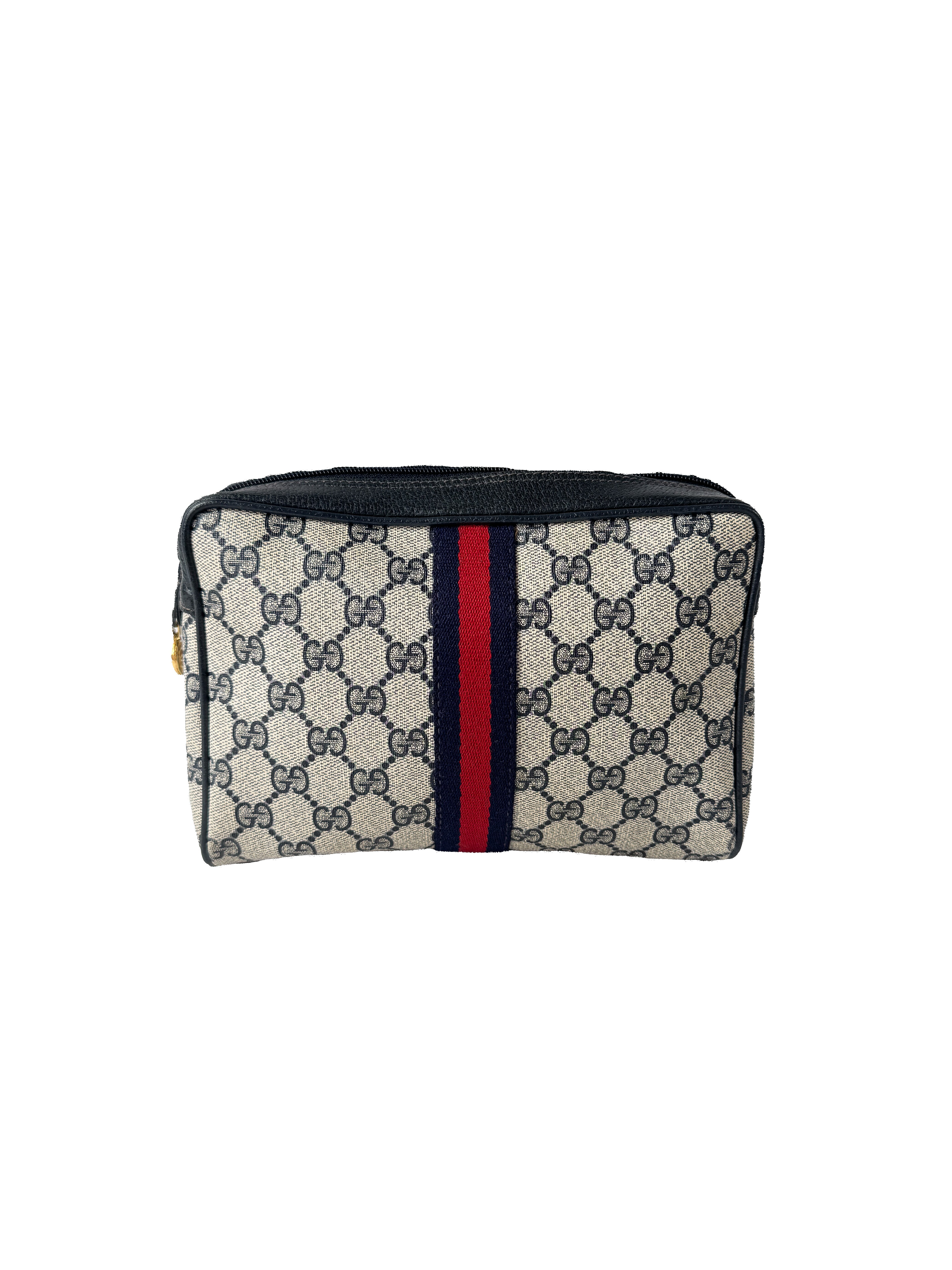 Gucci GG supreme sherry line vintage navy pouch 98.56.01.012