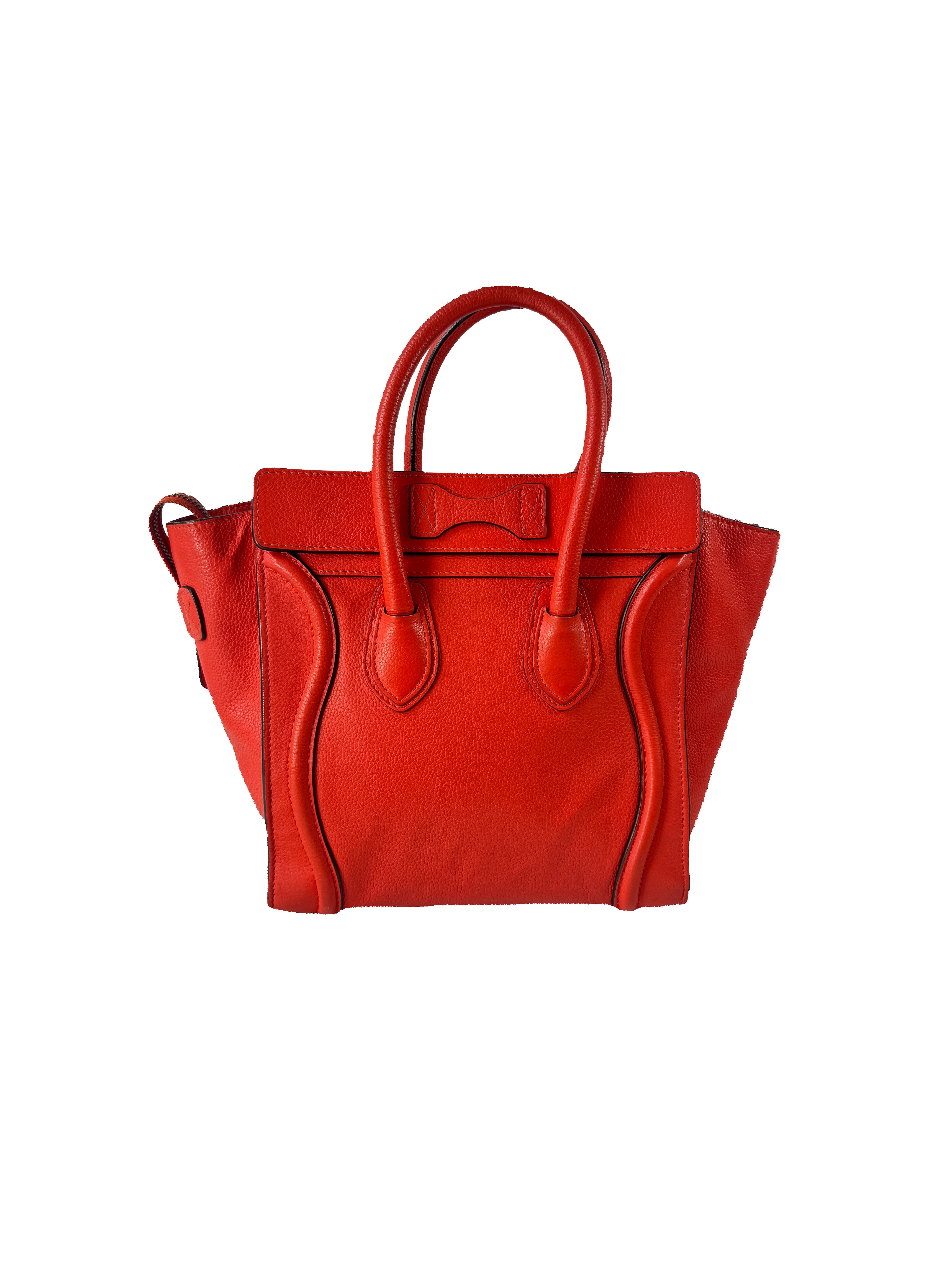 Celine red/orange micro luggage tote F-CE-0153