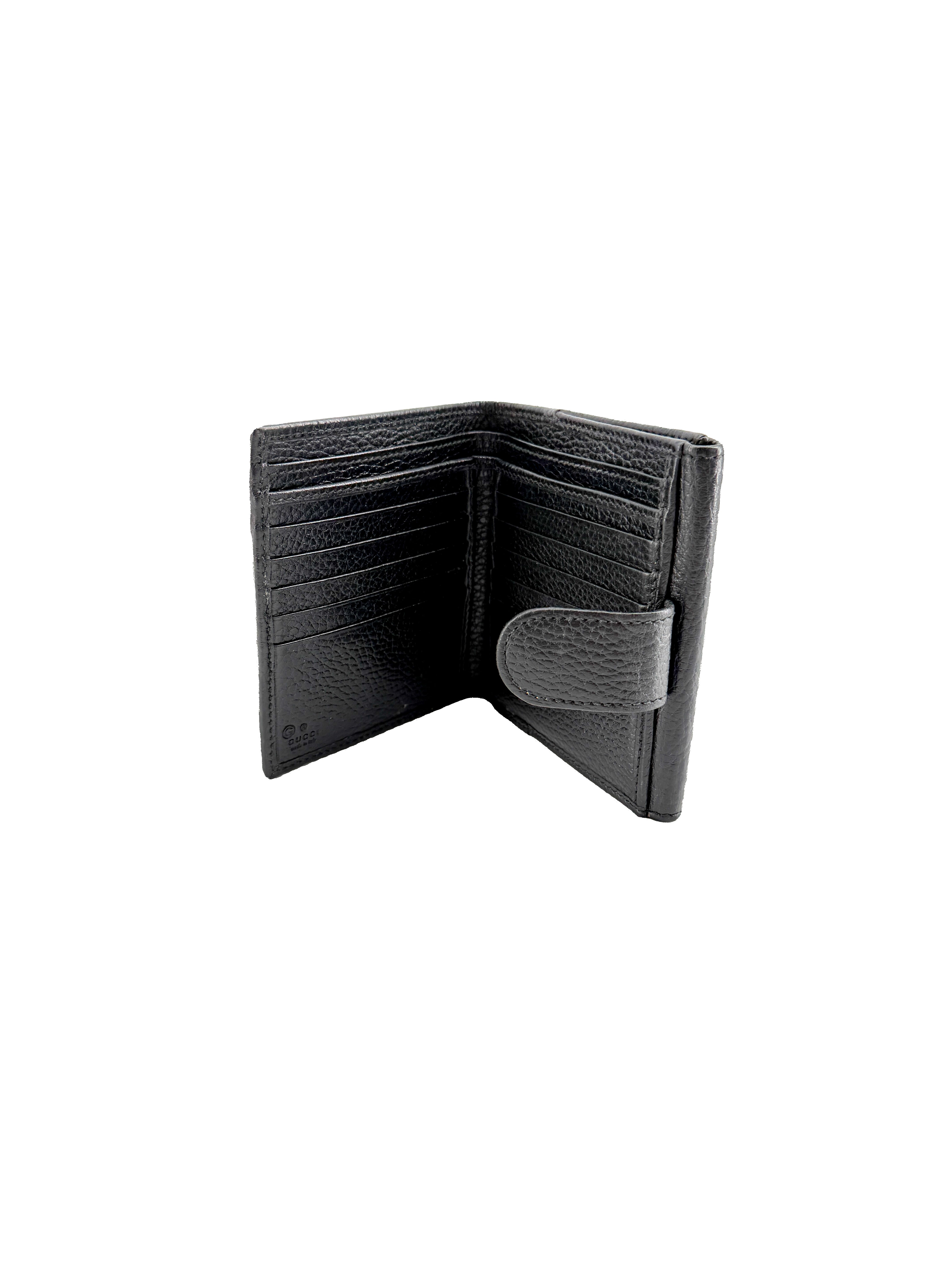 Gucci black leather GG compact wallet 615525-2149