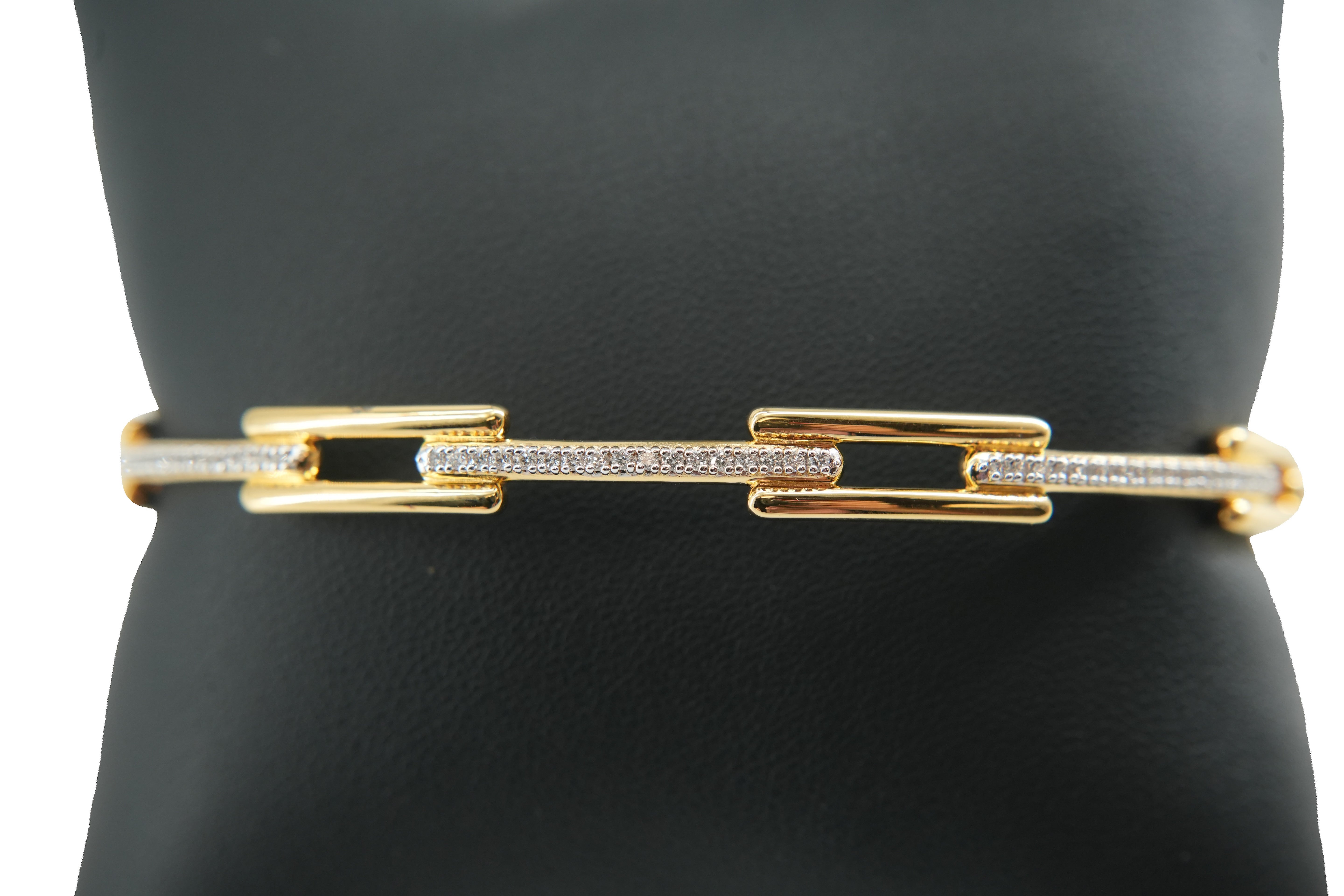 Monica Vinader 18k Gold Vermeil & Lab Grown Diamond sig. link bangle